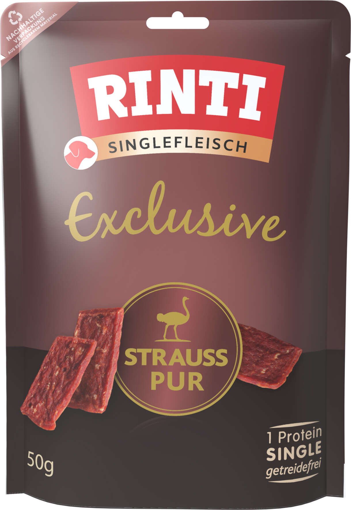 RINTI Hundeleckerli Singlefleisch Exclusive Strauss Pur