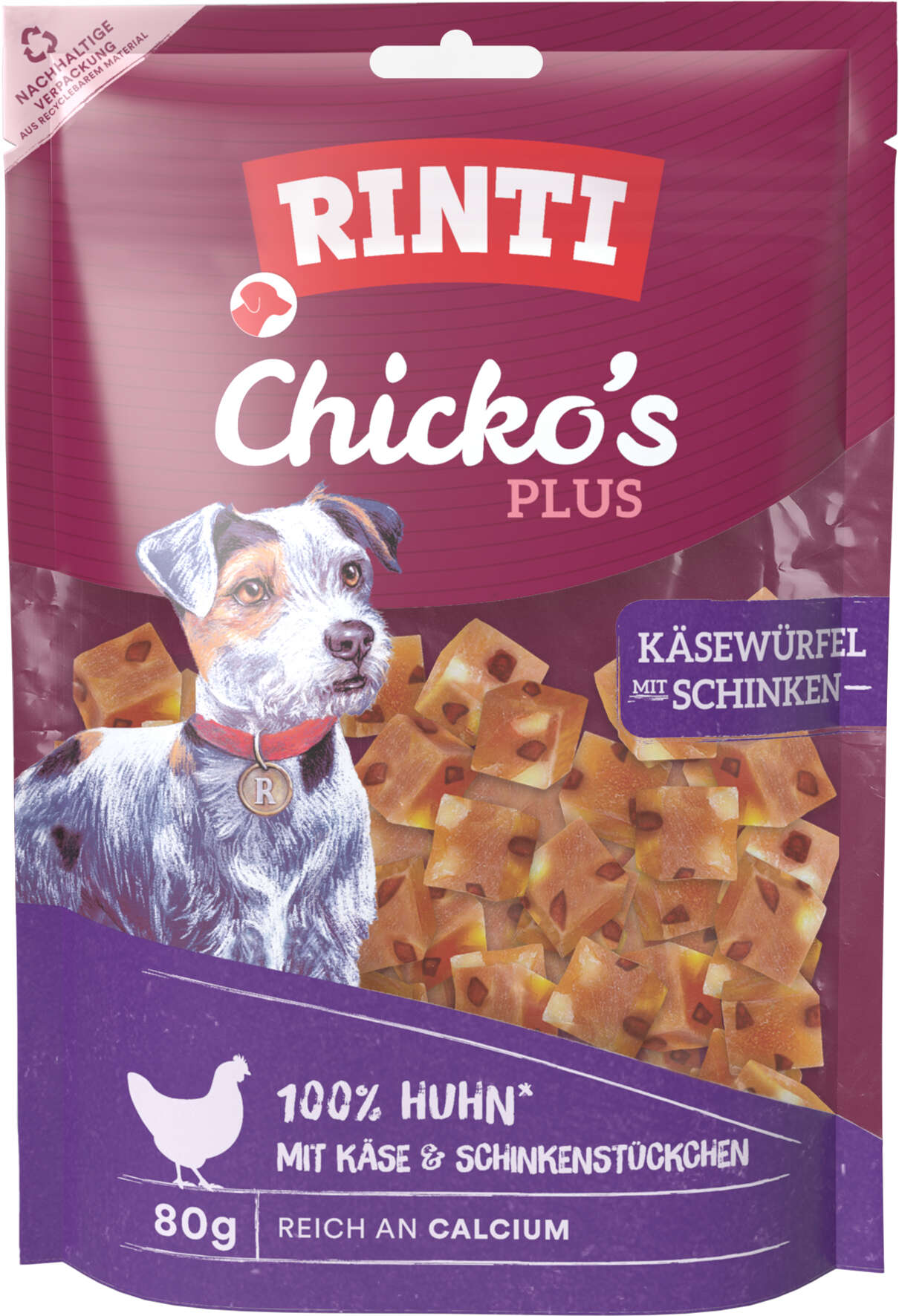 RINTI Hundeleckerlis Chicko Plus Käse Schinken Würfel