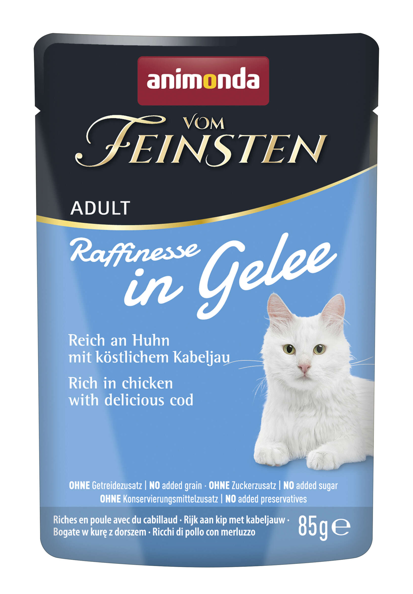 animonda Katzen-Nassfutter Vom Feinsten in Gelee Huhn+Kabeljau