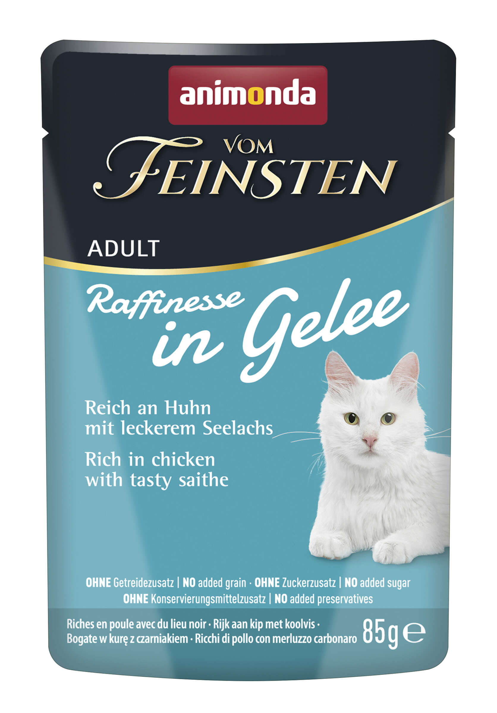 animonda Katzen-Nassfutter Vom Feinsten in Gelee Huhn+Seelachs