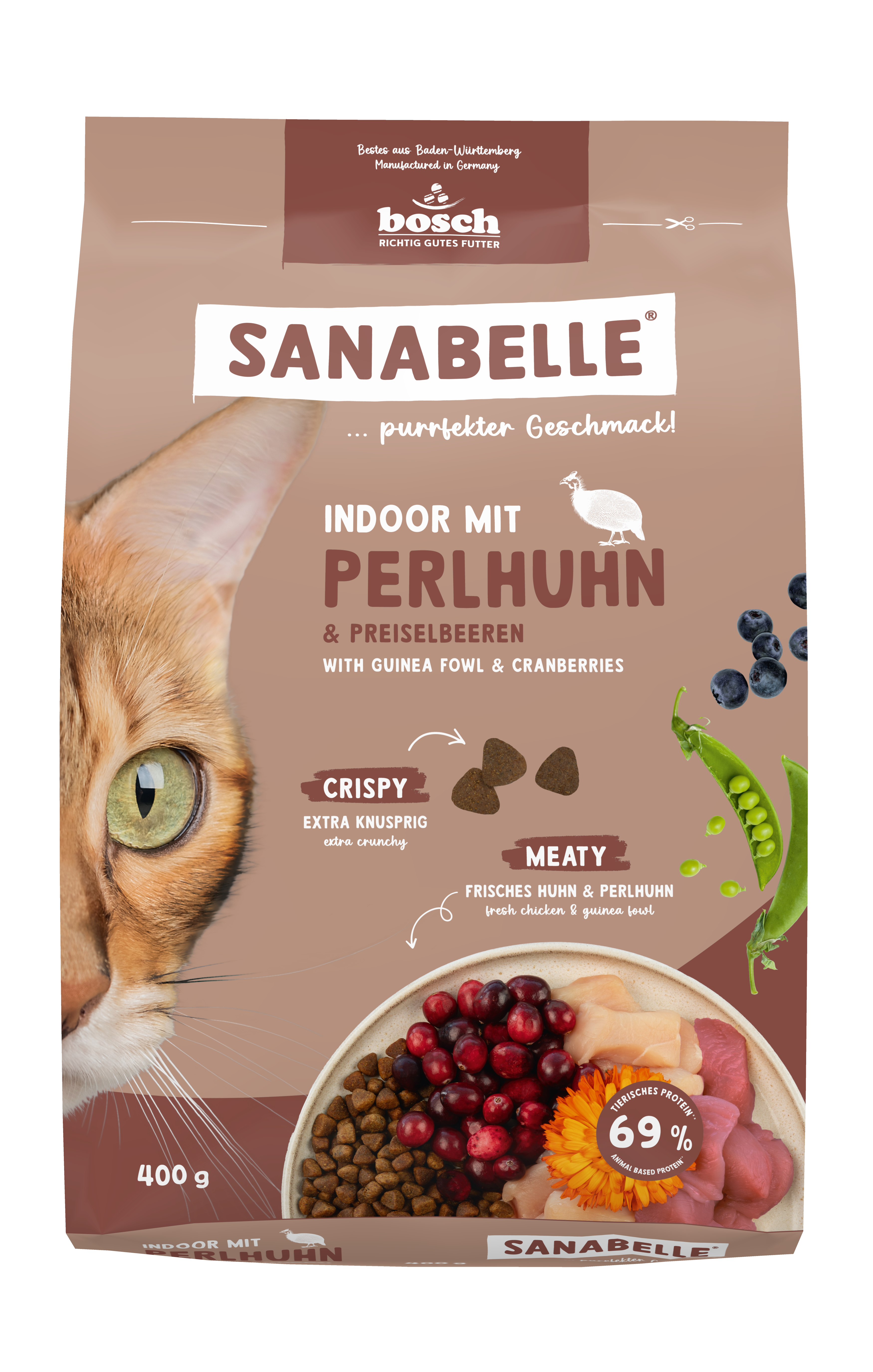 Sanabelle Katzen-Trockenfutter Indoor mit Perlhuhn
