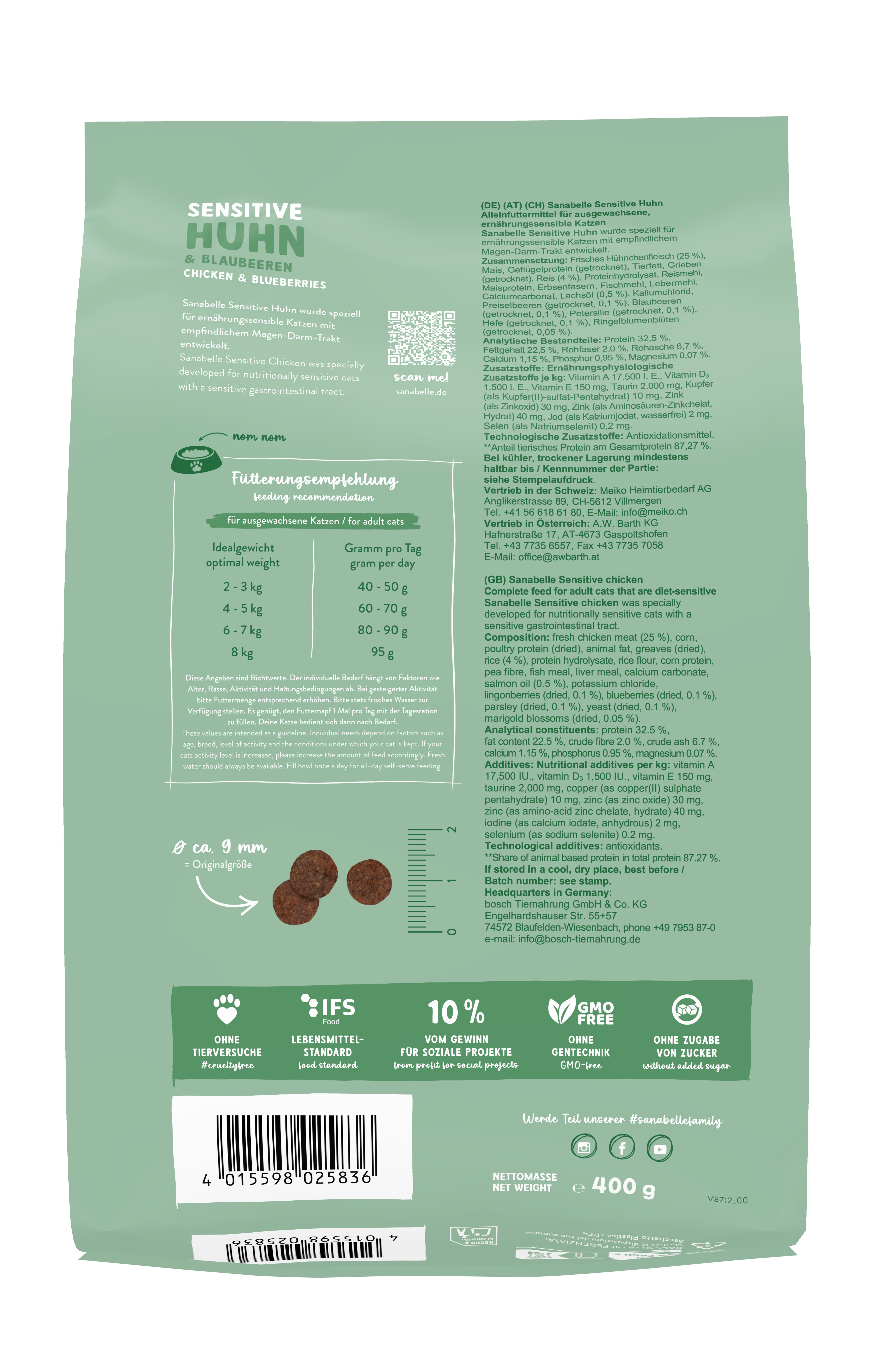 Sanabelle Katzen-Trockenfutter Sensitive Huhn