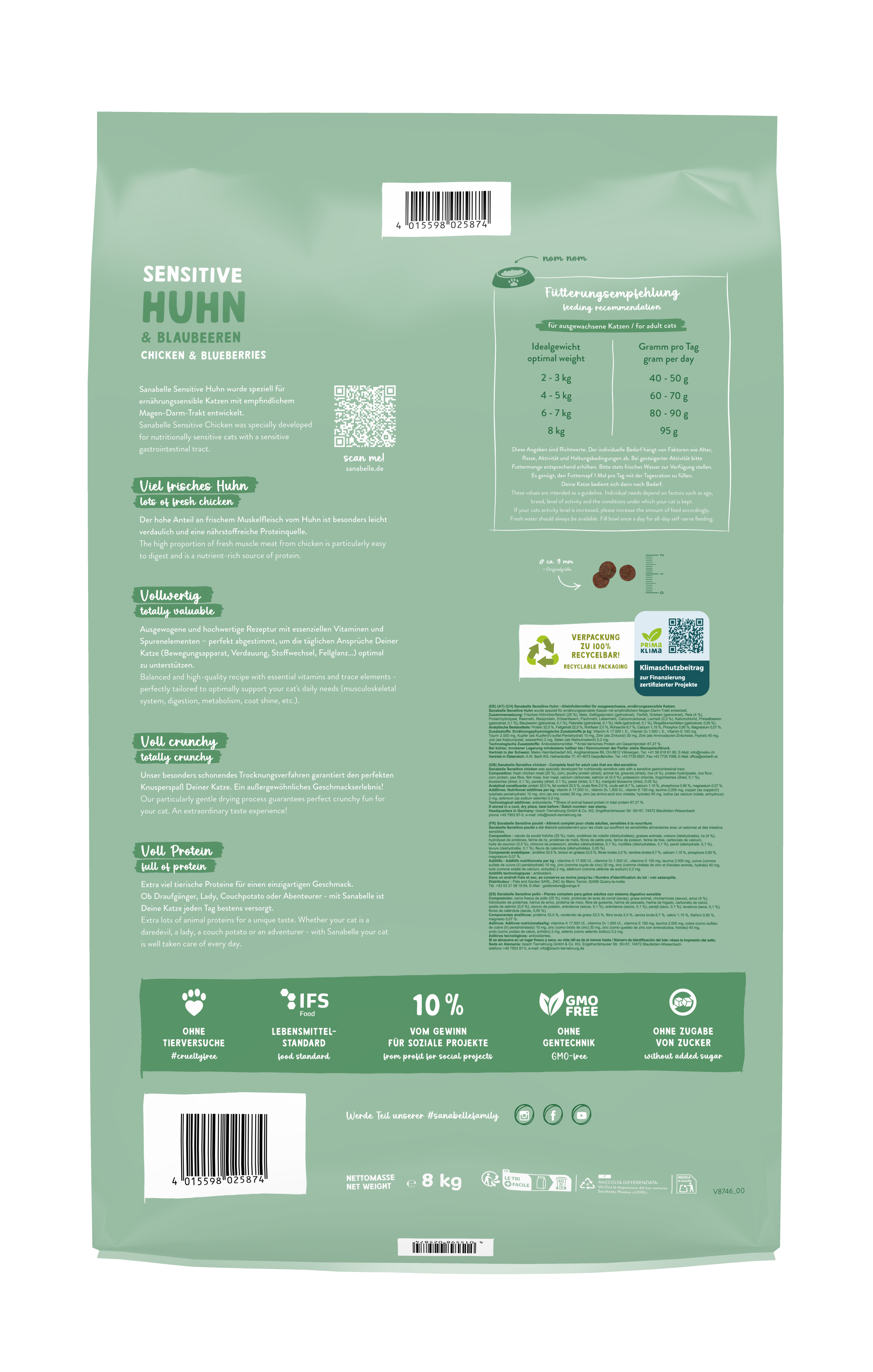 Sanabelle Katzen-Trockenfutter Sensitive Huhn