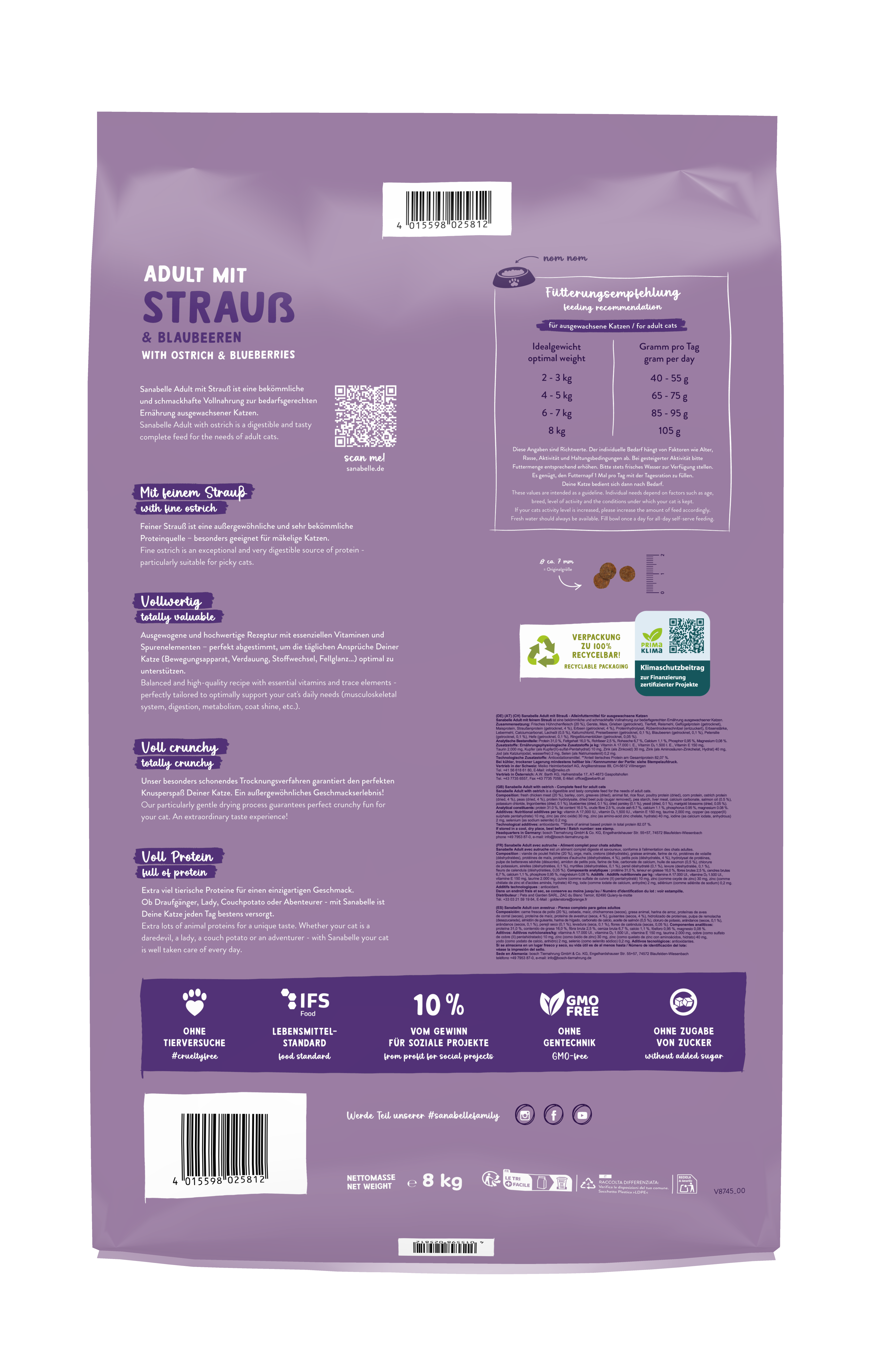 Sanabelle Katzen-Trockenfutter Adult mit Strauß