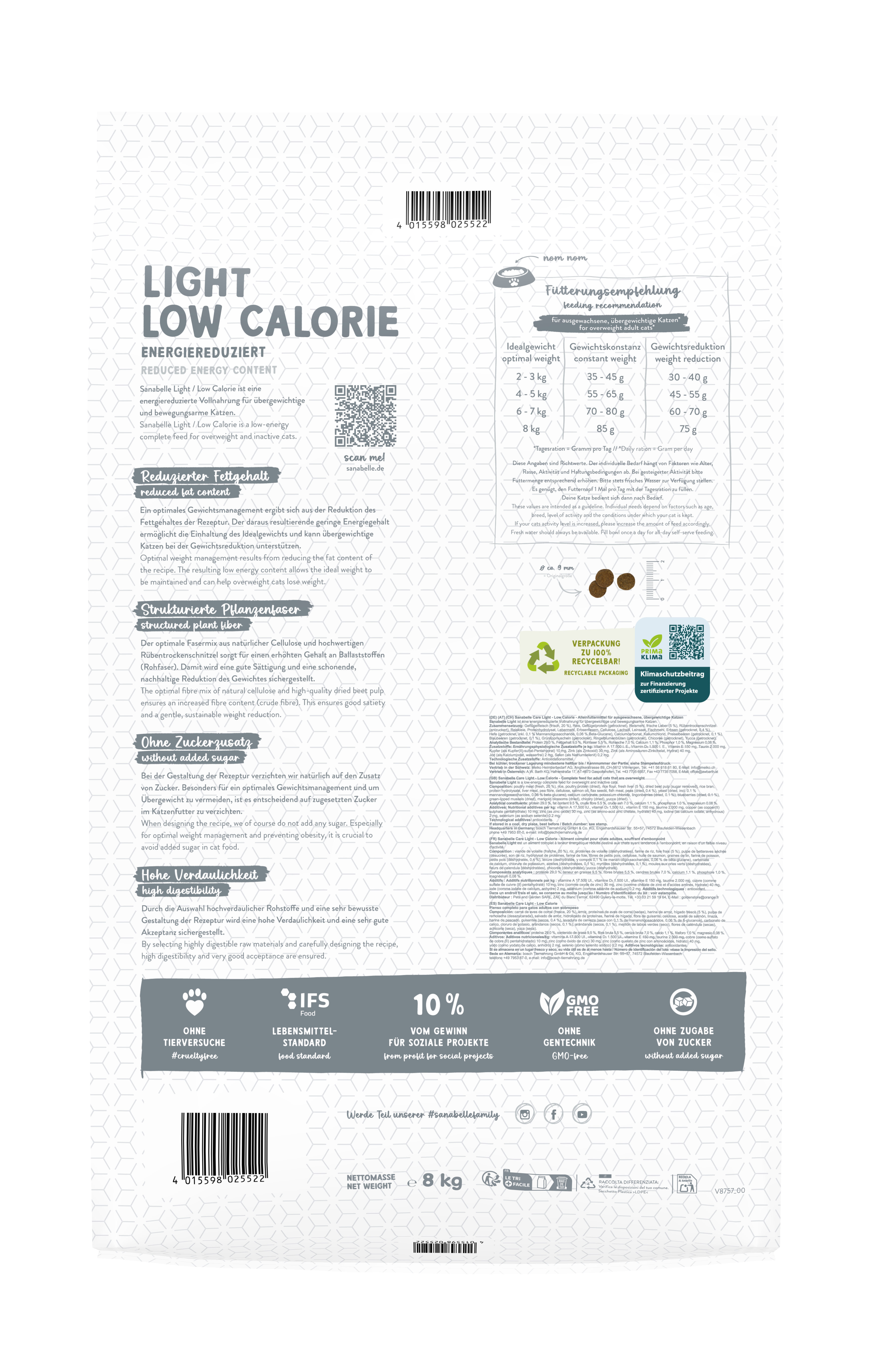 Sanabelle Katzen-Trockenfutter Light Low Calorie
