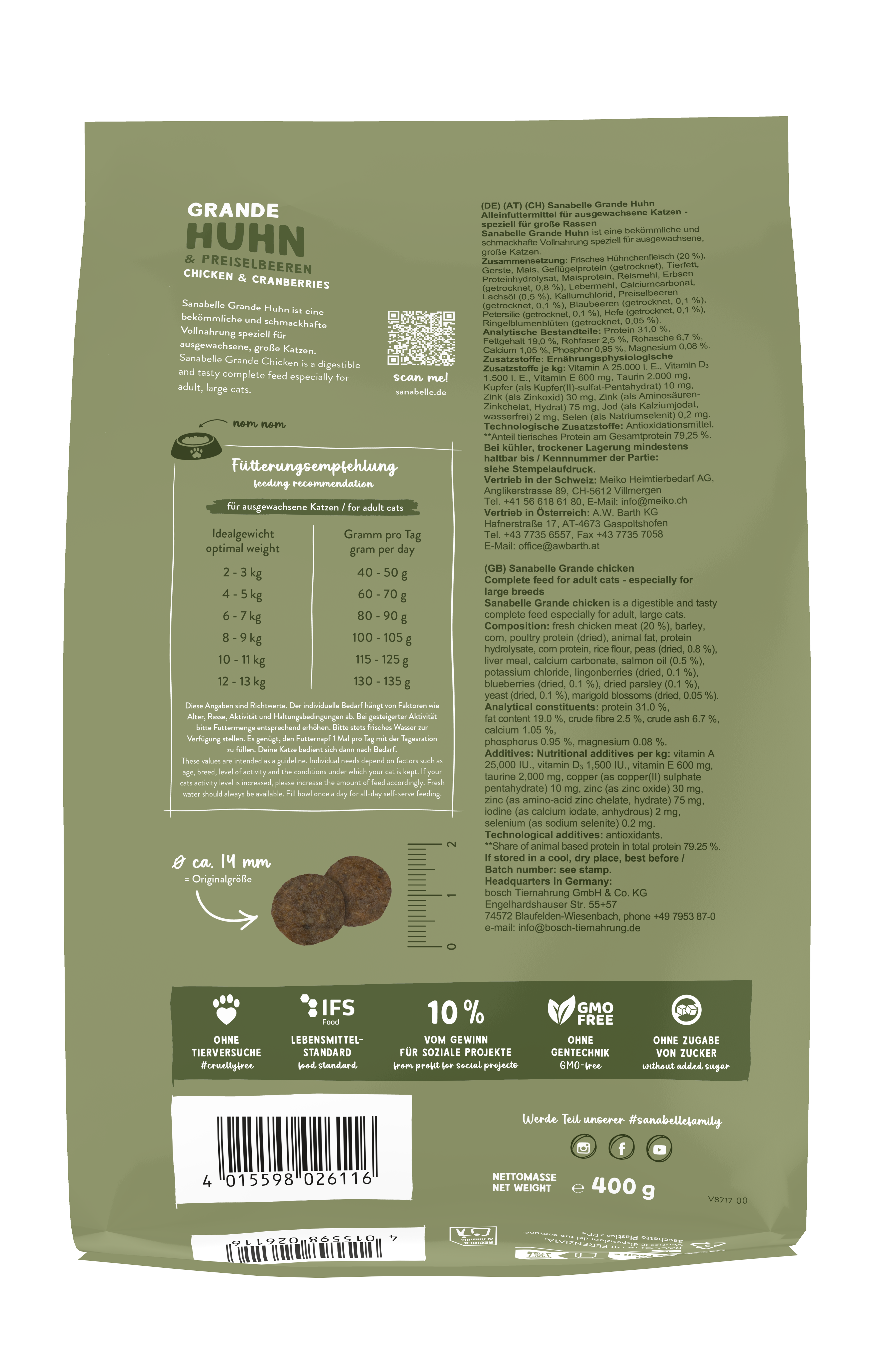 Sanabelle Katzen-Trockenfutter Grande Huhn