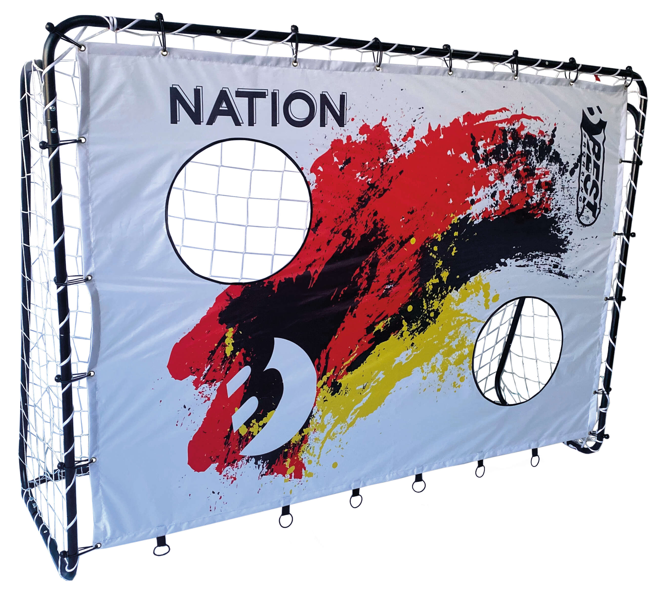 BEST SPORTING Fußballtor Nation Torwand mit 2 Schusslöchern