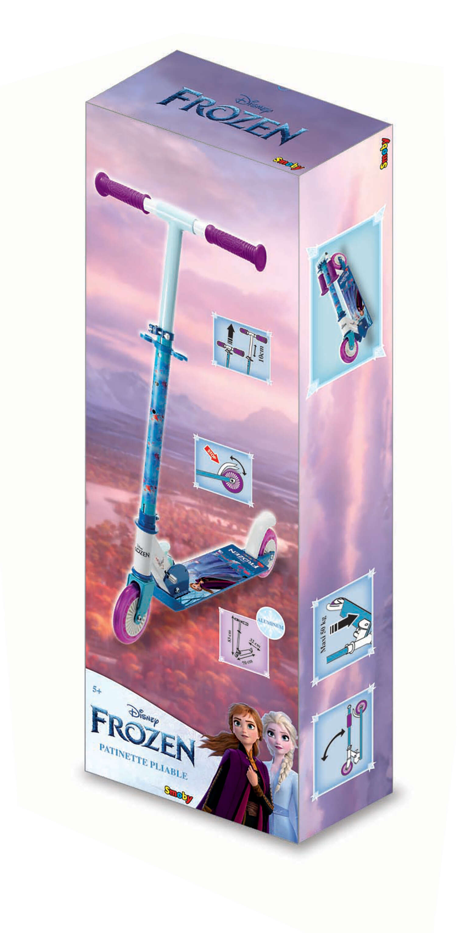 Smoby Faltbarer Kinder-Tretroller Die Eiskönigin mit Bremse