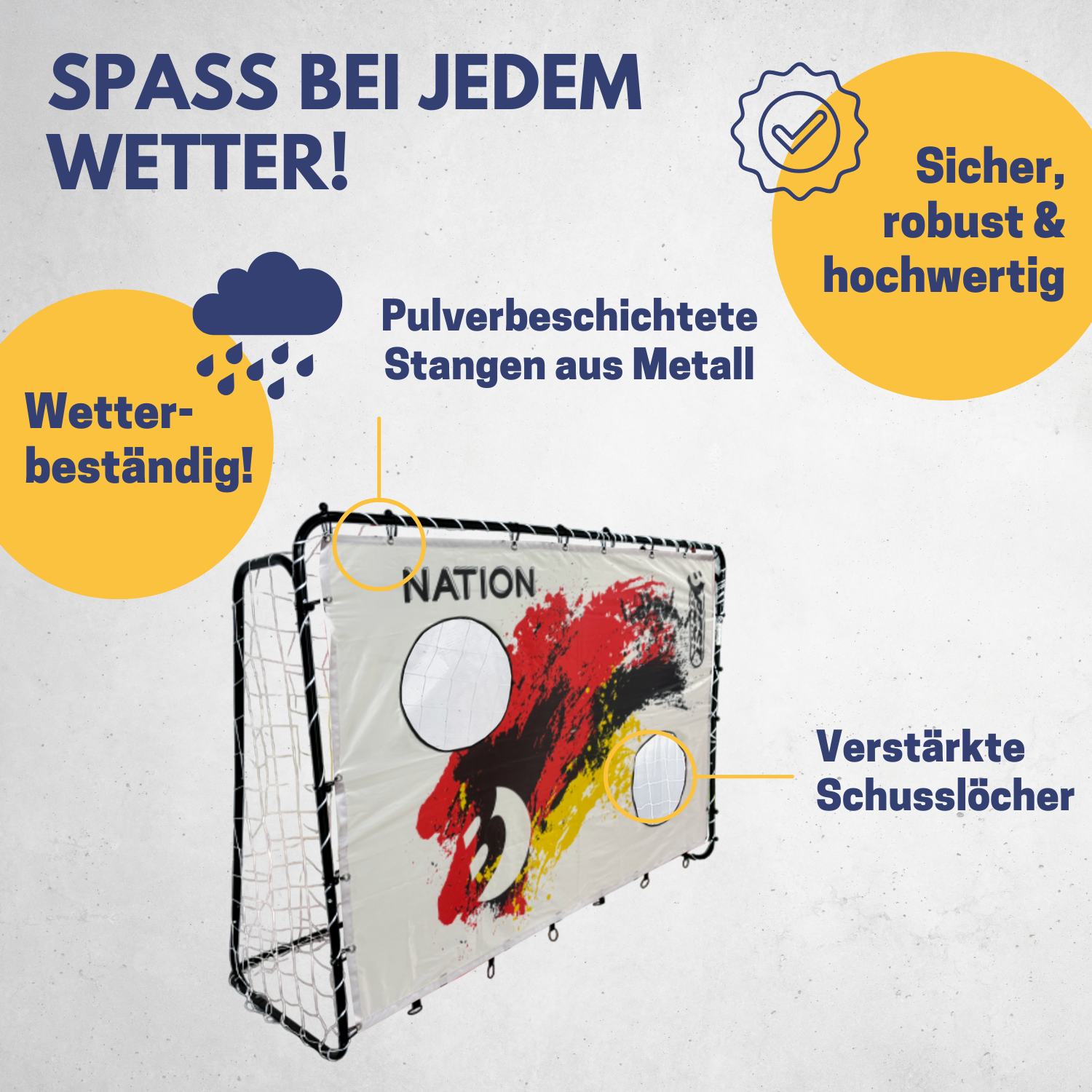 BEST SPORTING Fußballtor Nation Torwand mit 2 Schusslöchern