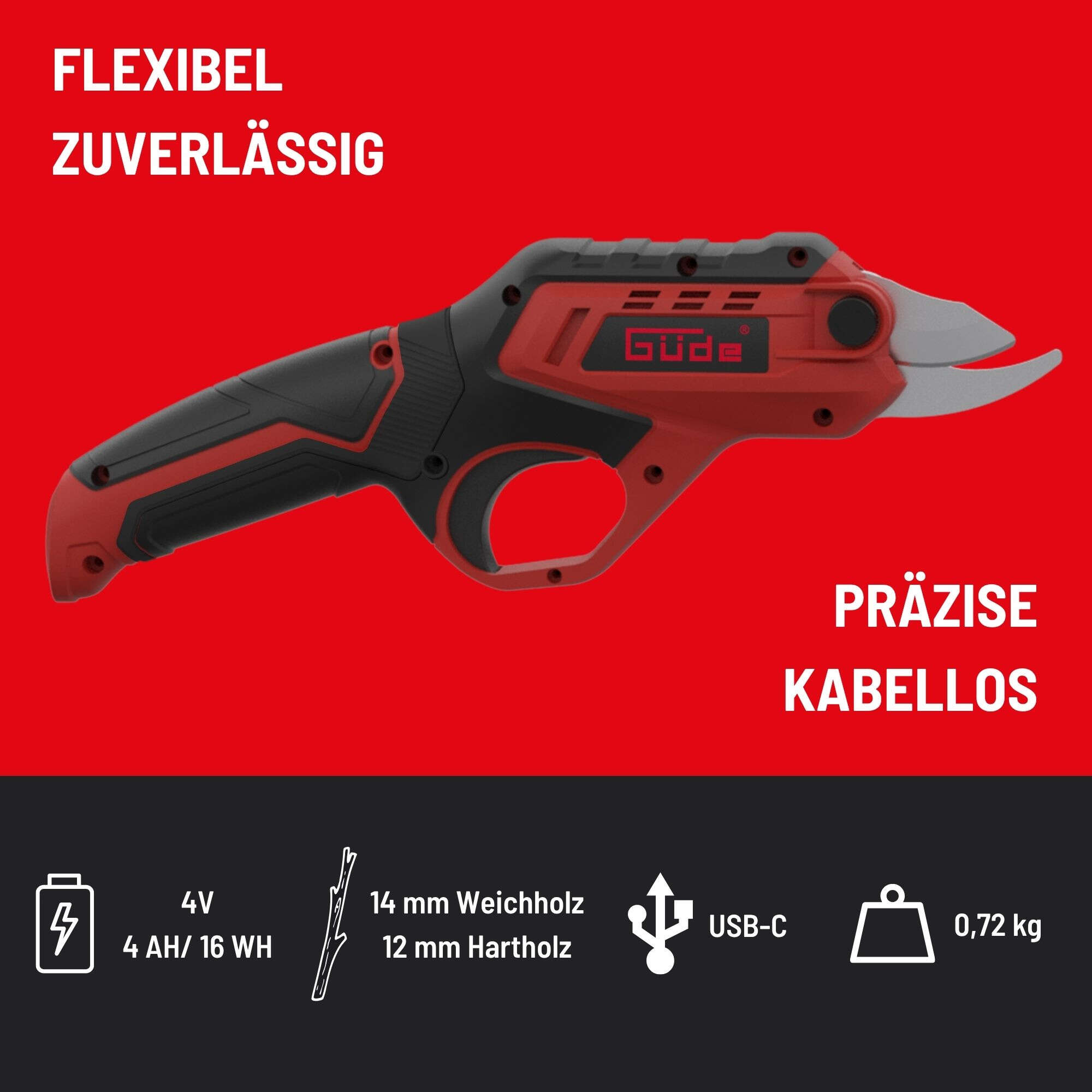 Güde Akku-Astschere GAS 4.0V-4.0 Li-Ion