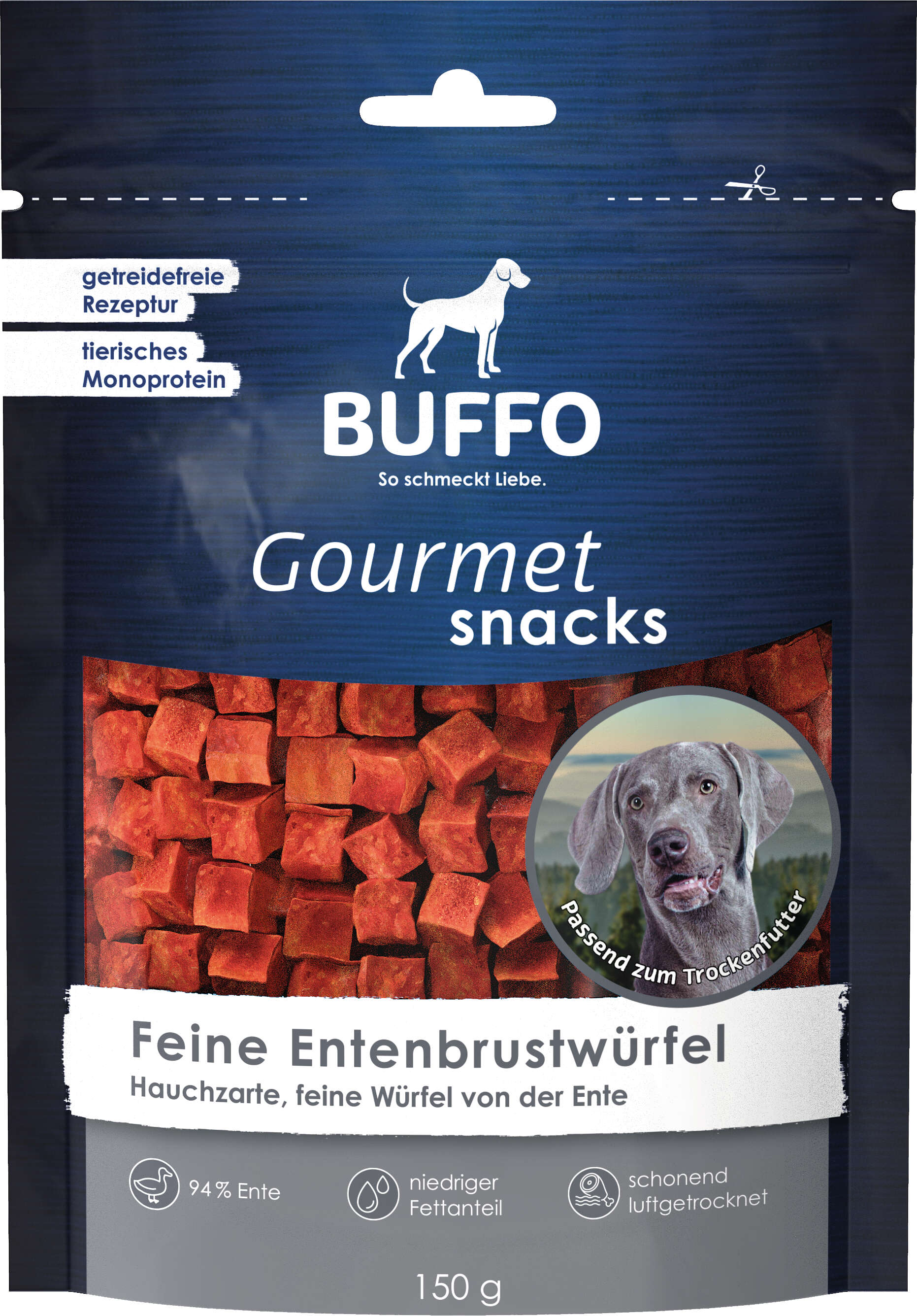 BUFFO Gourmet Snacks Hundeleckerli Feine Entenbrustwürfel