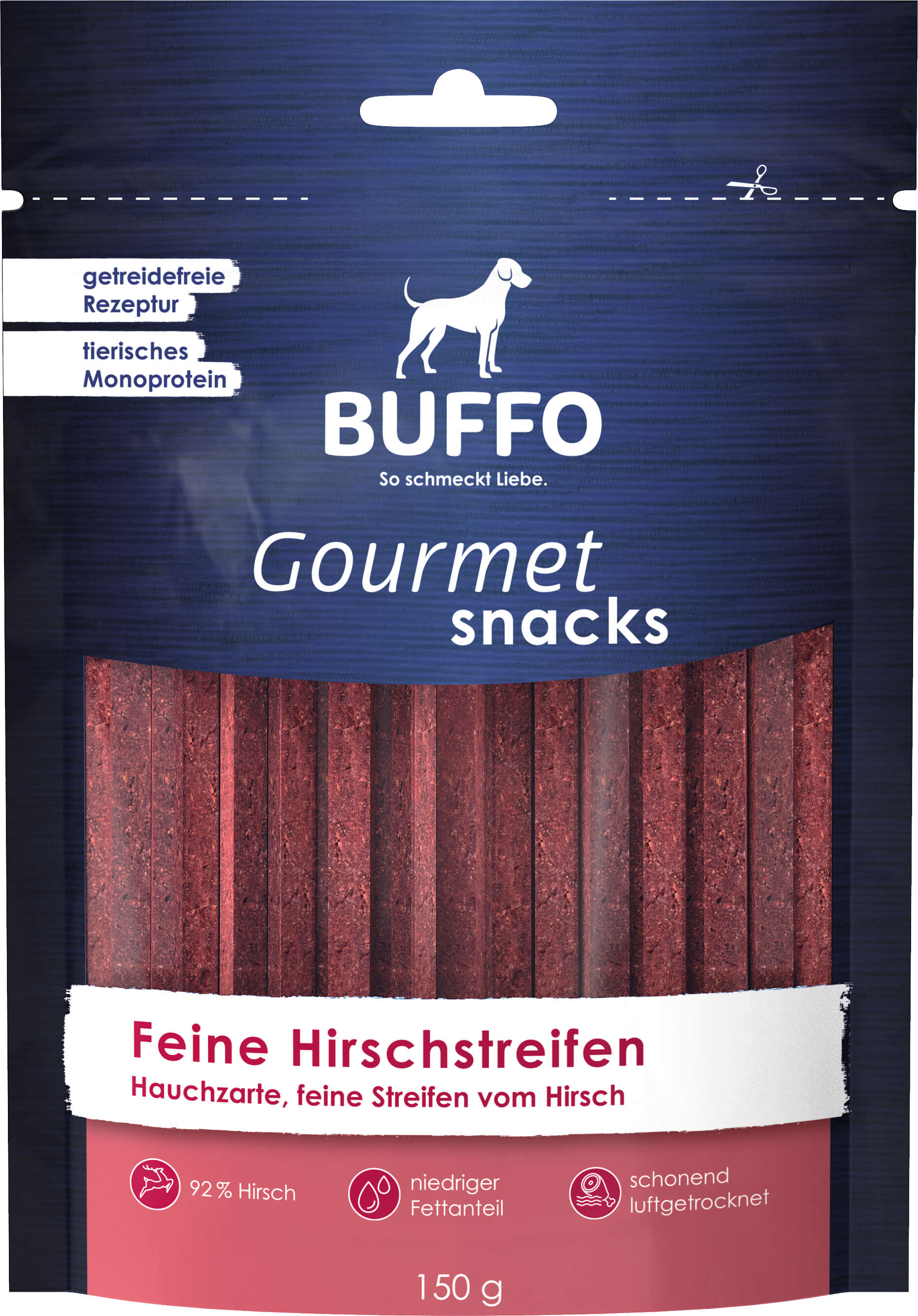BUFFO Gourmet Snacks Hundeleckerli Feine Hirschstreifen