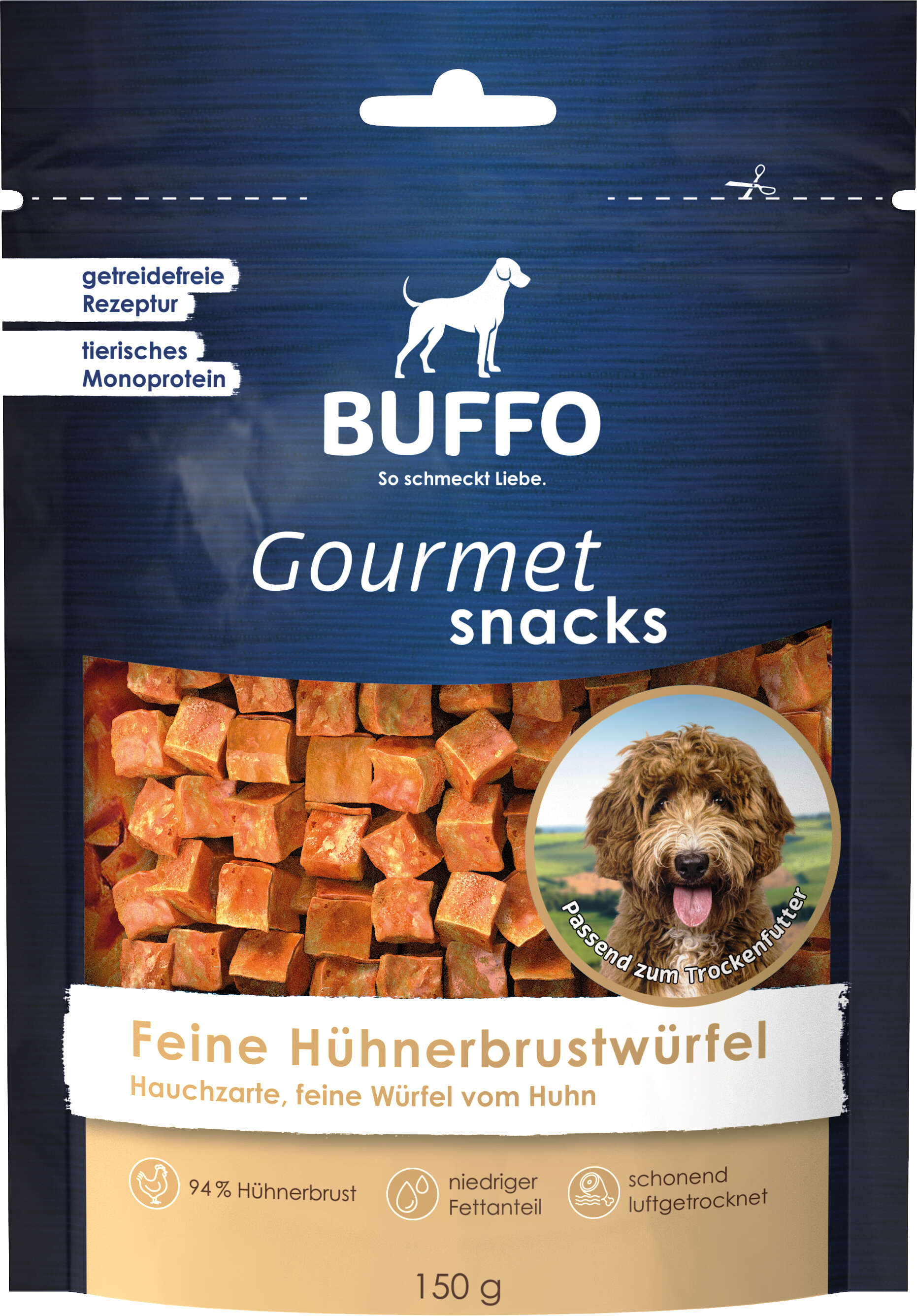 BUFFO Gourmet Snacks Hundeleckerli Feine Hühnerbrustwürfel