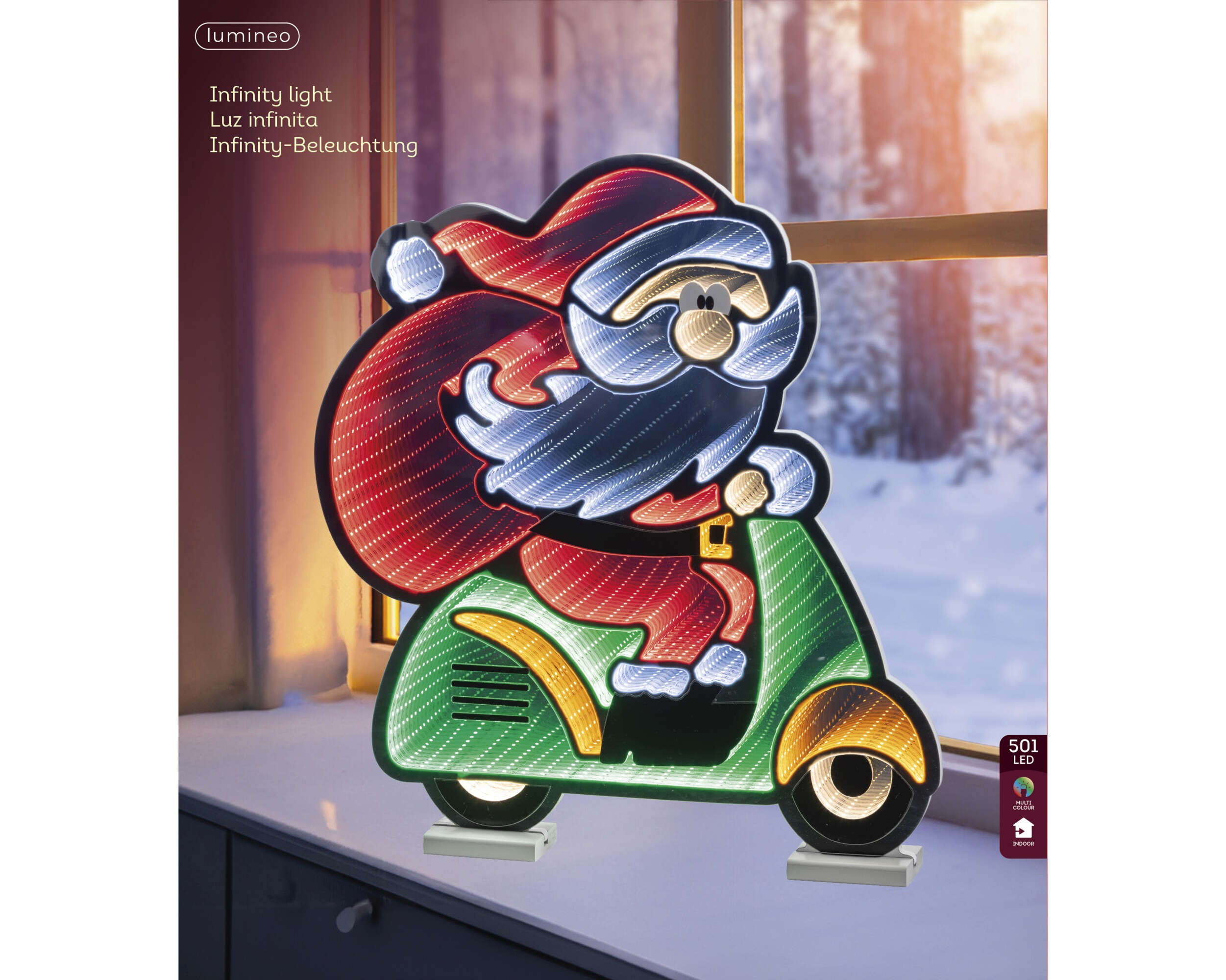 LUMINEO LED Infinity Santa auf Roller