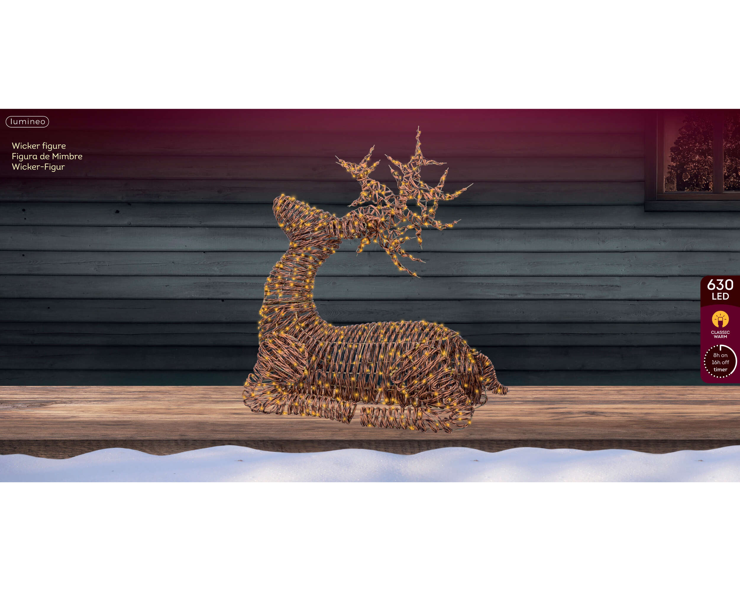 LUMINEO Wicker-Figur Micro LED Rentier