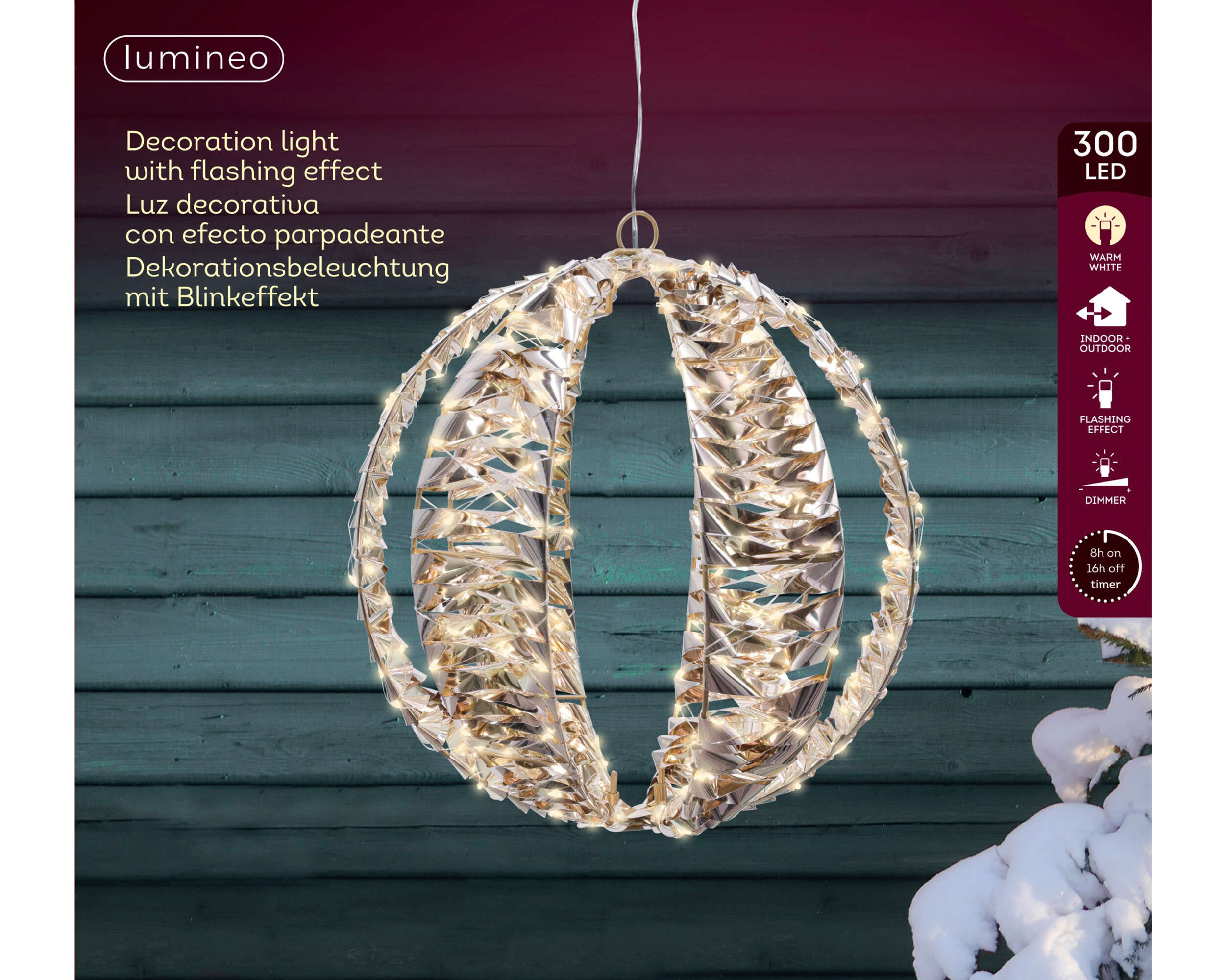 LUMINEO Dekobeleuchtung Micro LED Kugel mit Blinkeffekt