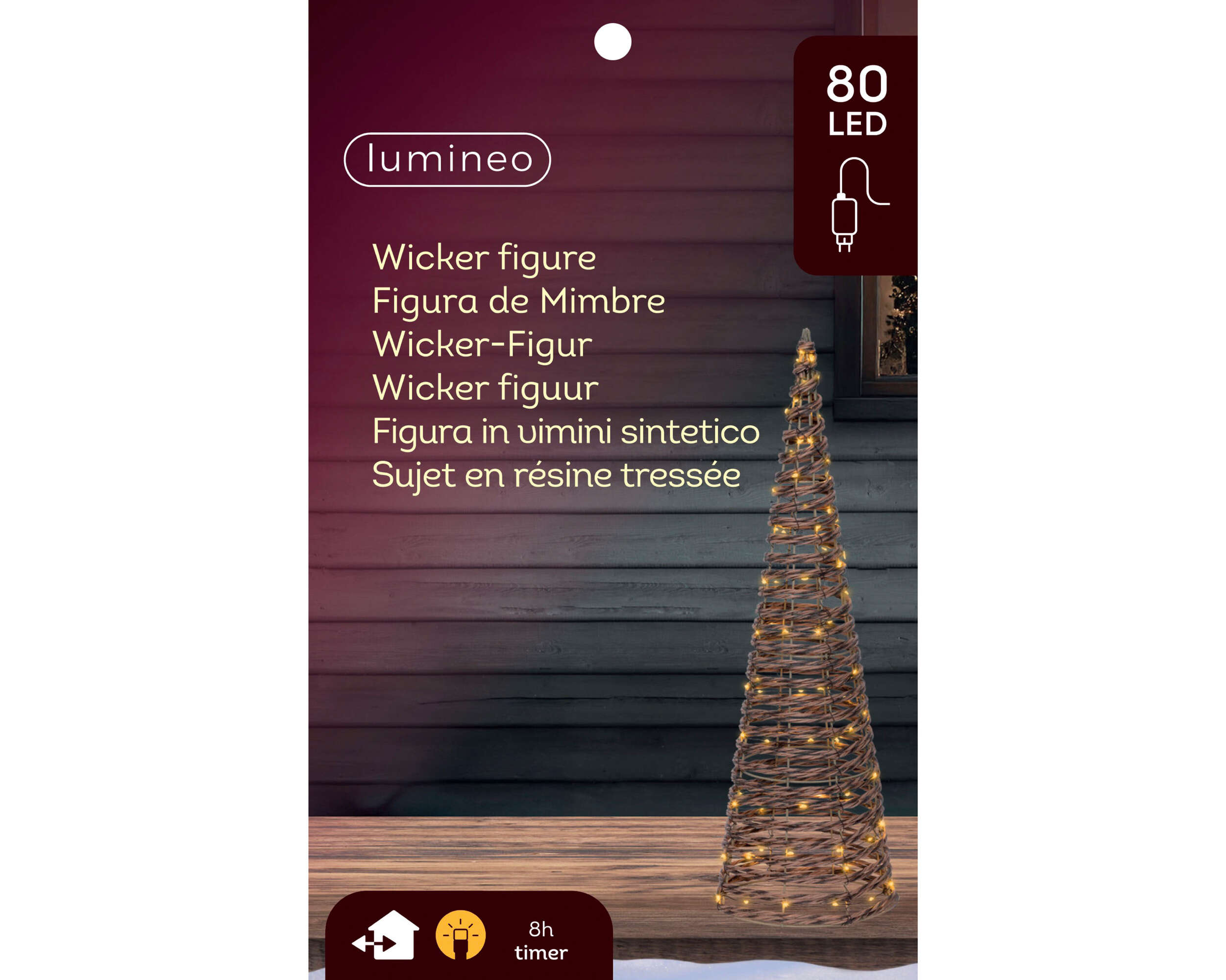 LUMINEO Wicker-Figur Micro LED Konus Outdoor
