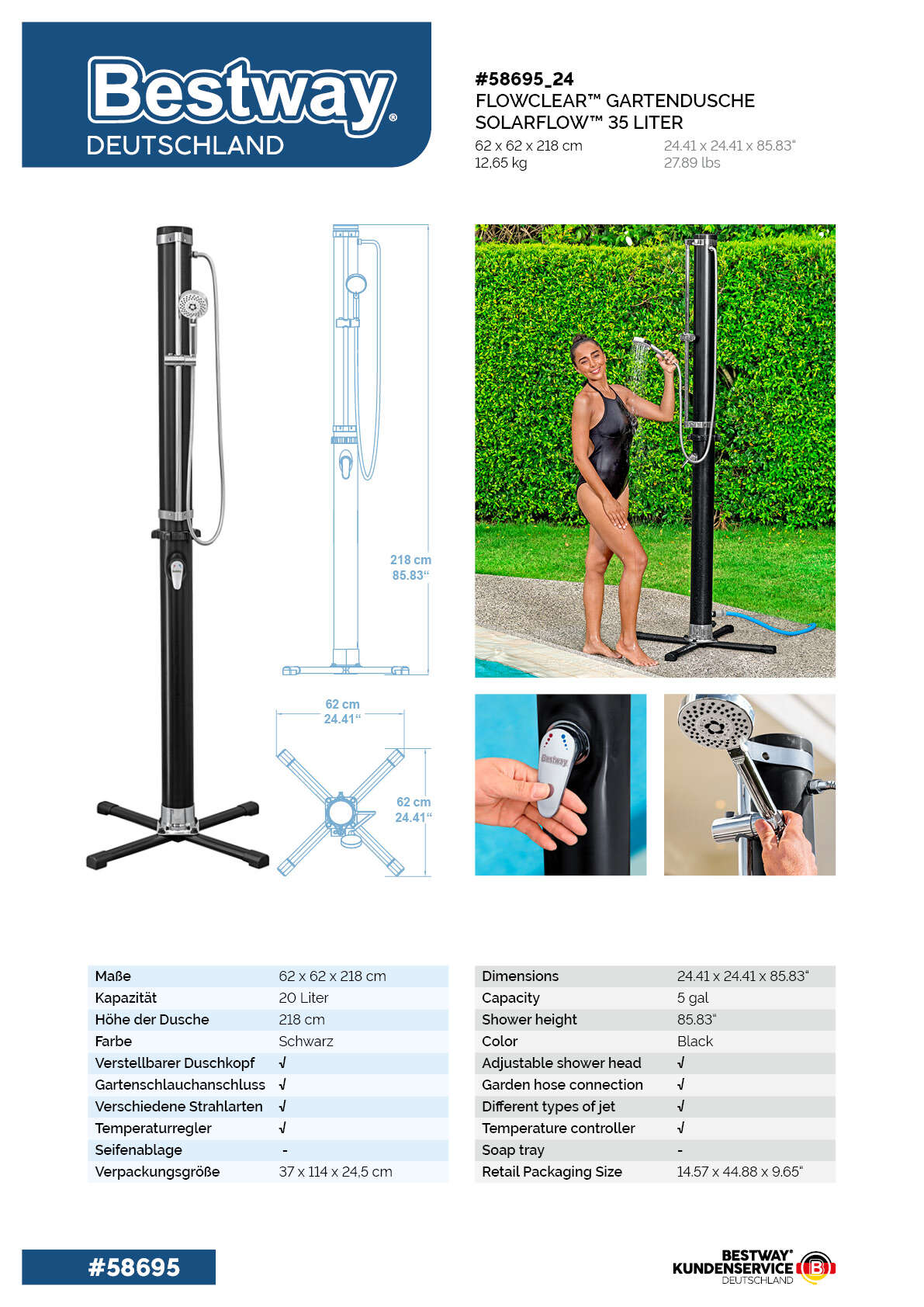 Bestway Gartendusche Solarflow
