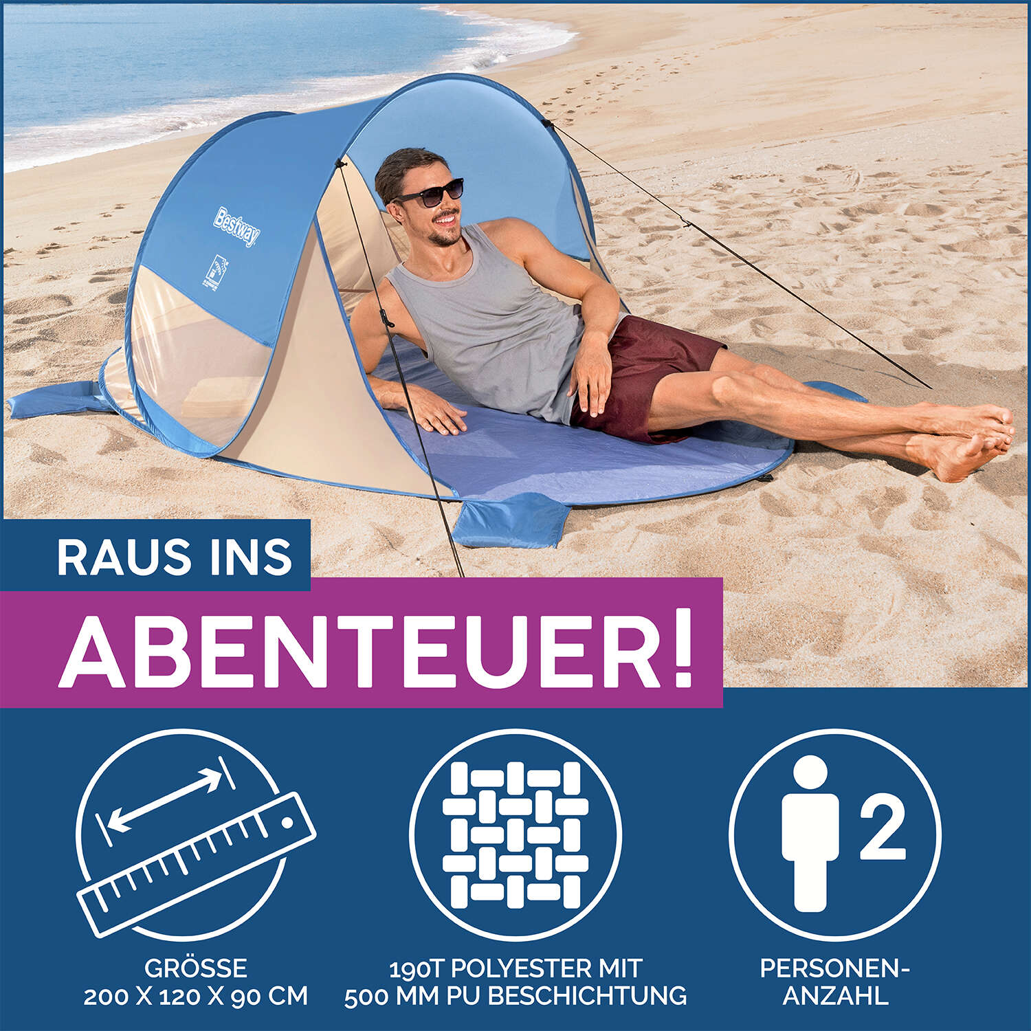 Bestway Pop-Up Strandmuschel Beach Quick 2