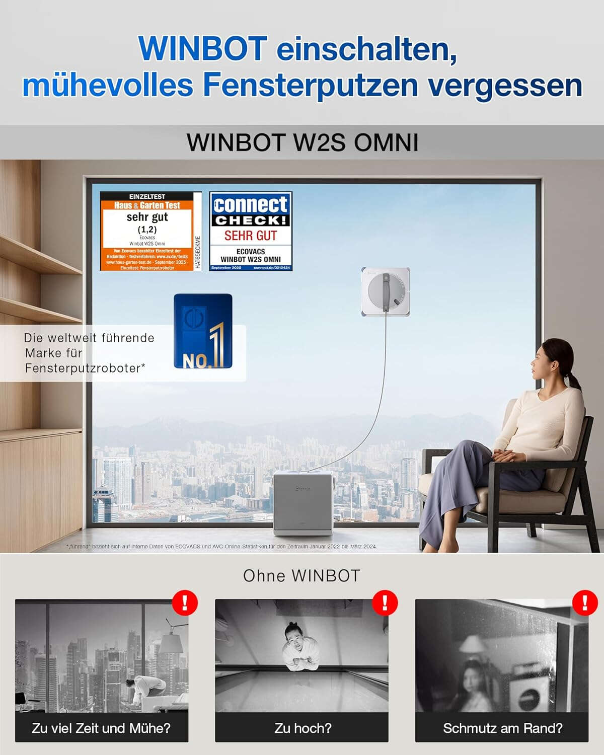 ECOVACS Fensterreinigungsroboter WINBOT W2S OMNI mit Station