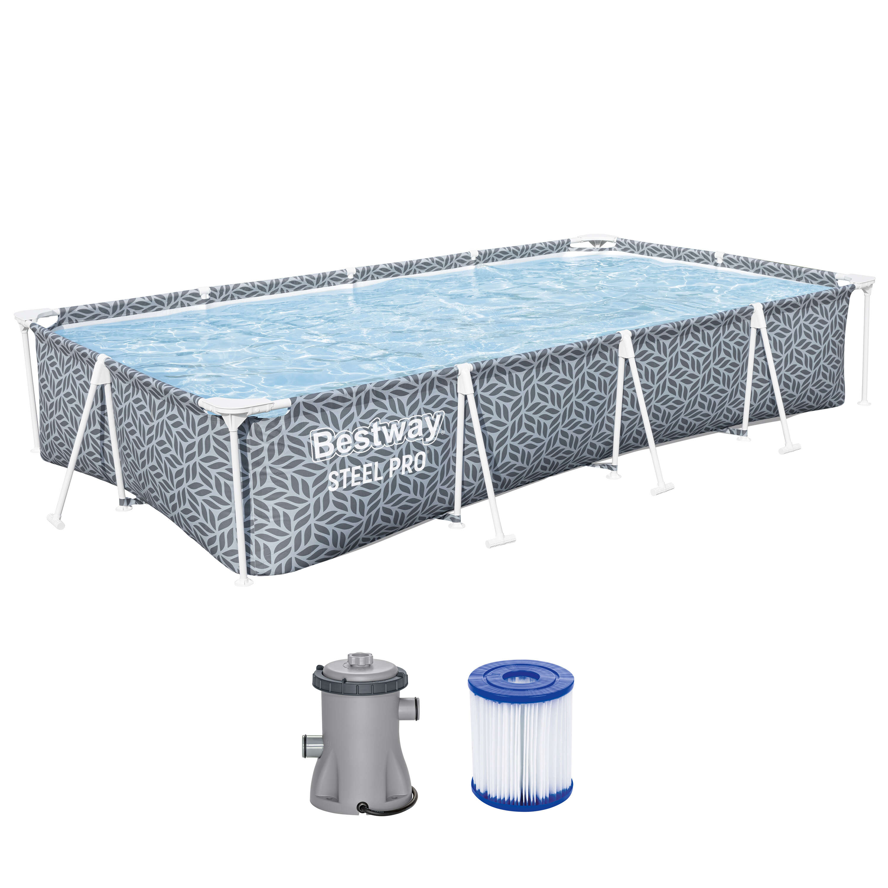 Bestway Steel Pro® Frame Pool Set mit Filterpumpe eckig 366 x 201 x 66 cm