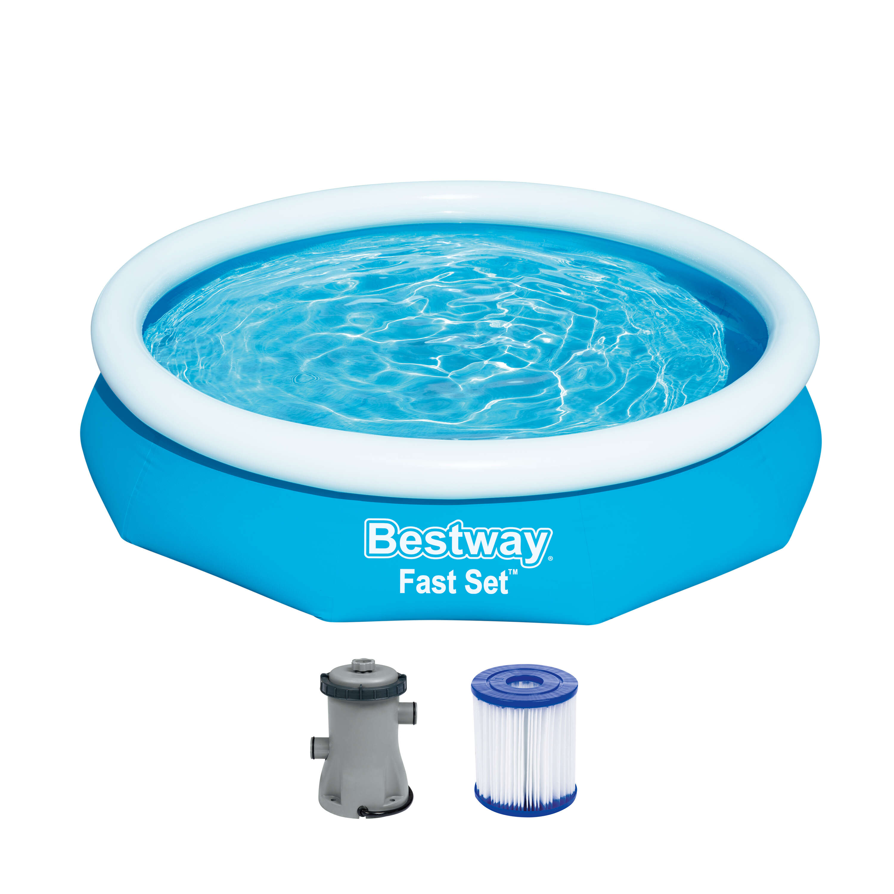 Bestway Fast Set™ Aufstellpool Set mit Filterpumpe rund 305 x 66 cm