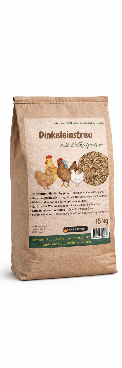 Dinkeleinstreu mit Silkatpulver