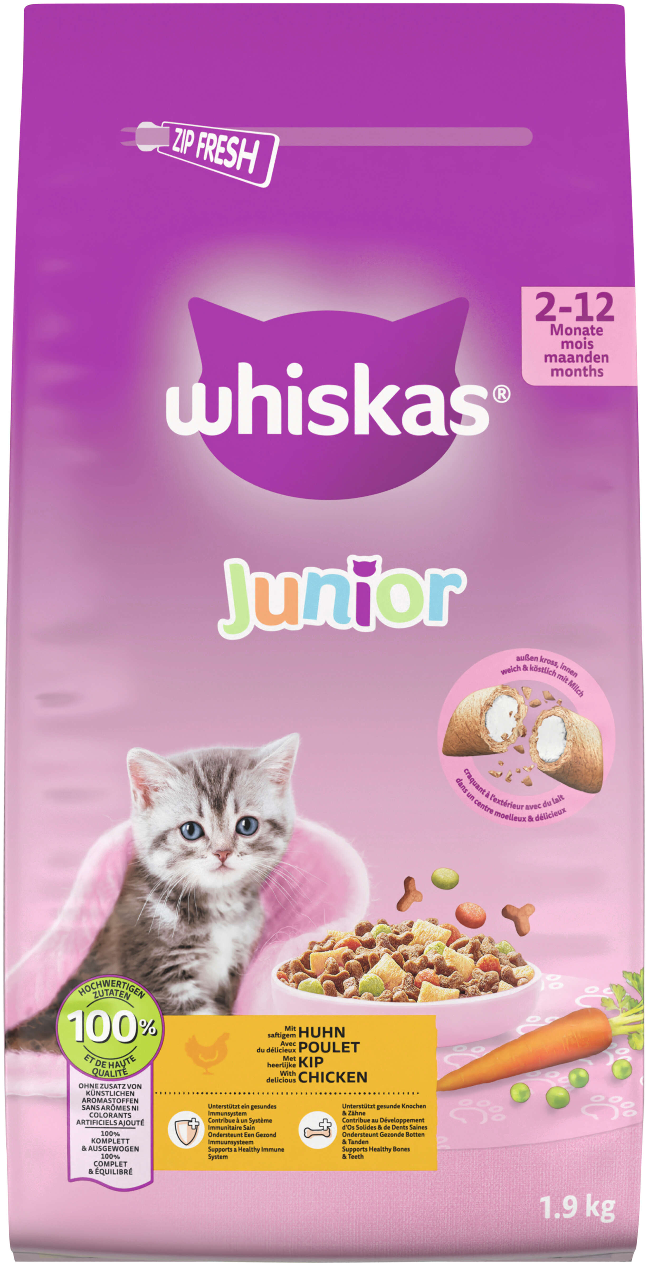 whiskas Katzen-Trockenfutter Junior mit Huhn