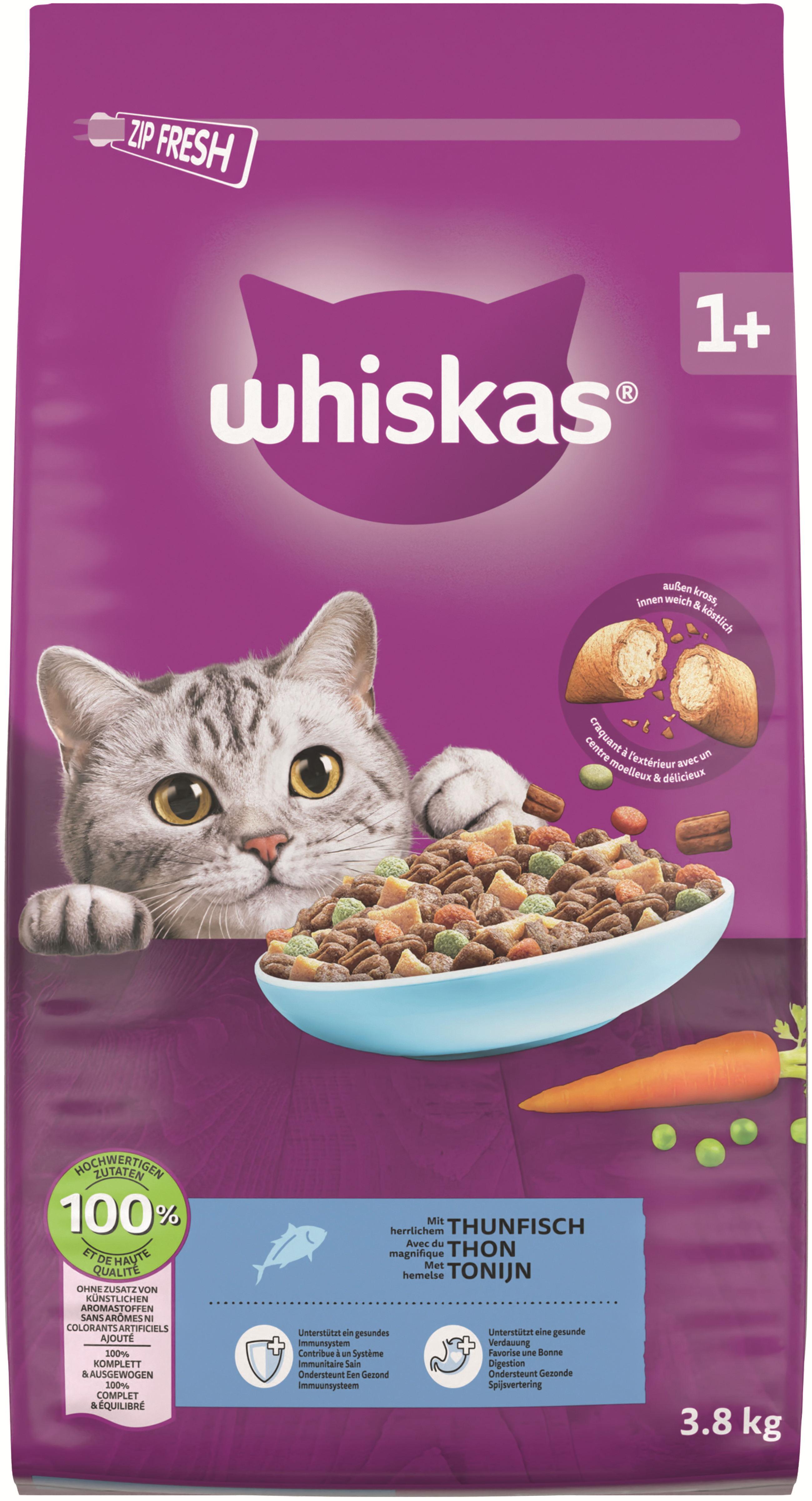 whiskas Katzen-Trockenfutter 1+ mit Thunfisch