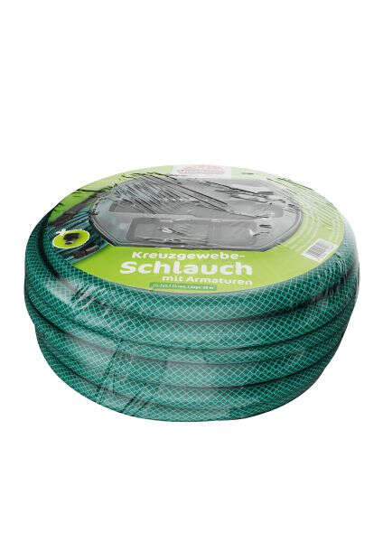 VIVAGARDEN Kreuz-Gewebeschlauch 1/2 Zoll+Armaturen 20m