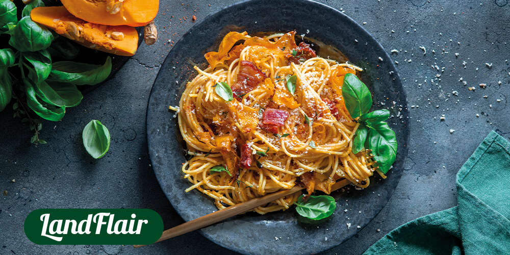 kürbis pasta carbonara landflair rezept 1000x500