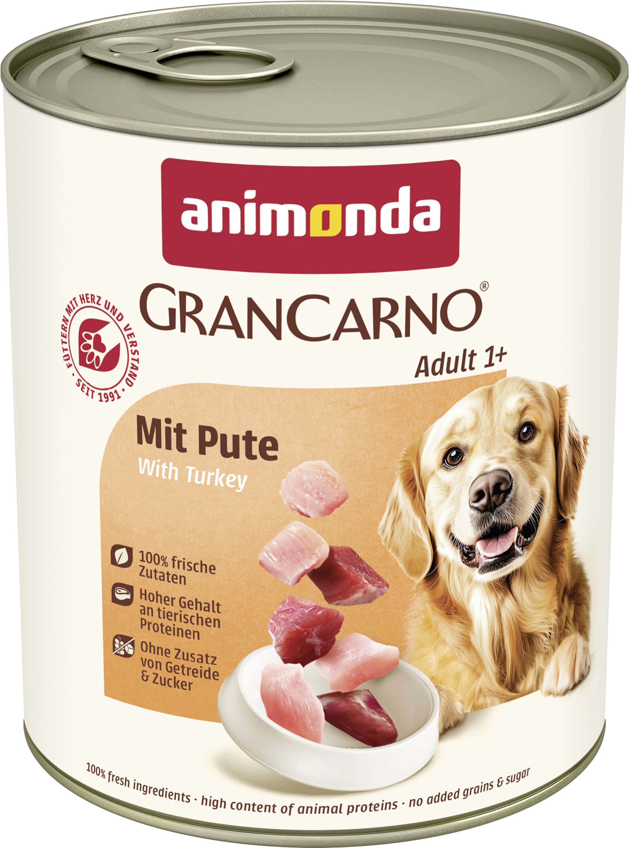 animonda Hunde-Nassfutter GranCarno Adult mit Pute