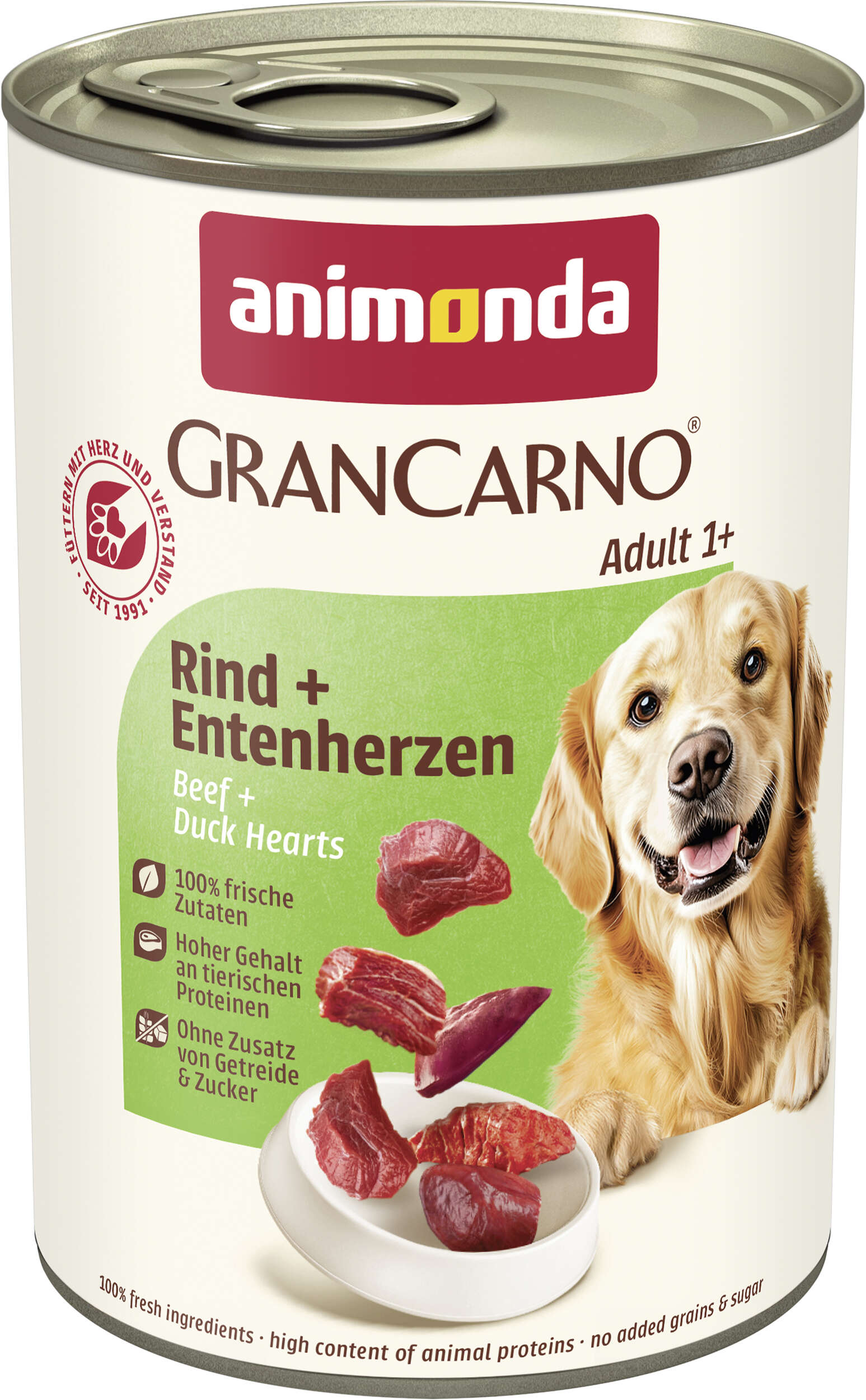 animonda Hunde-Nassfutter GranCarno Adult Rind+Entenherzen