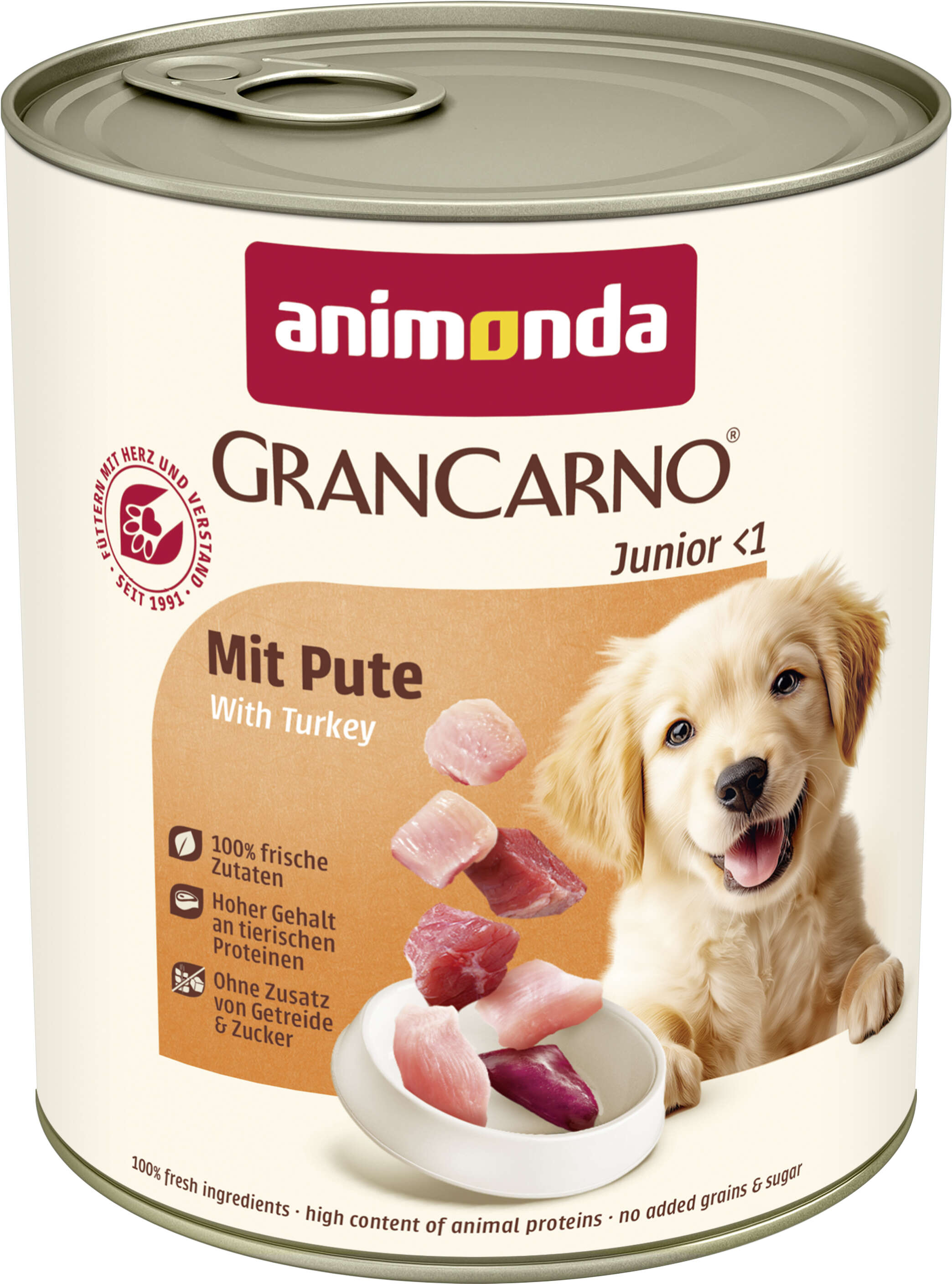animonda Hunde-Nassfutter GranCarno Junior mit Pute
