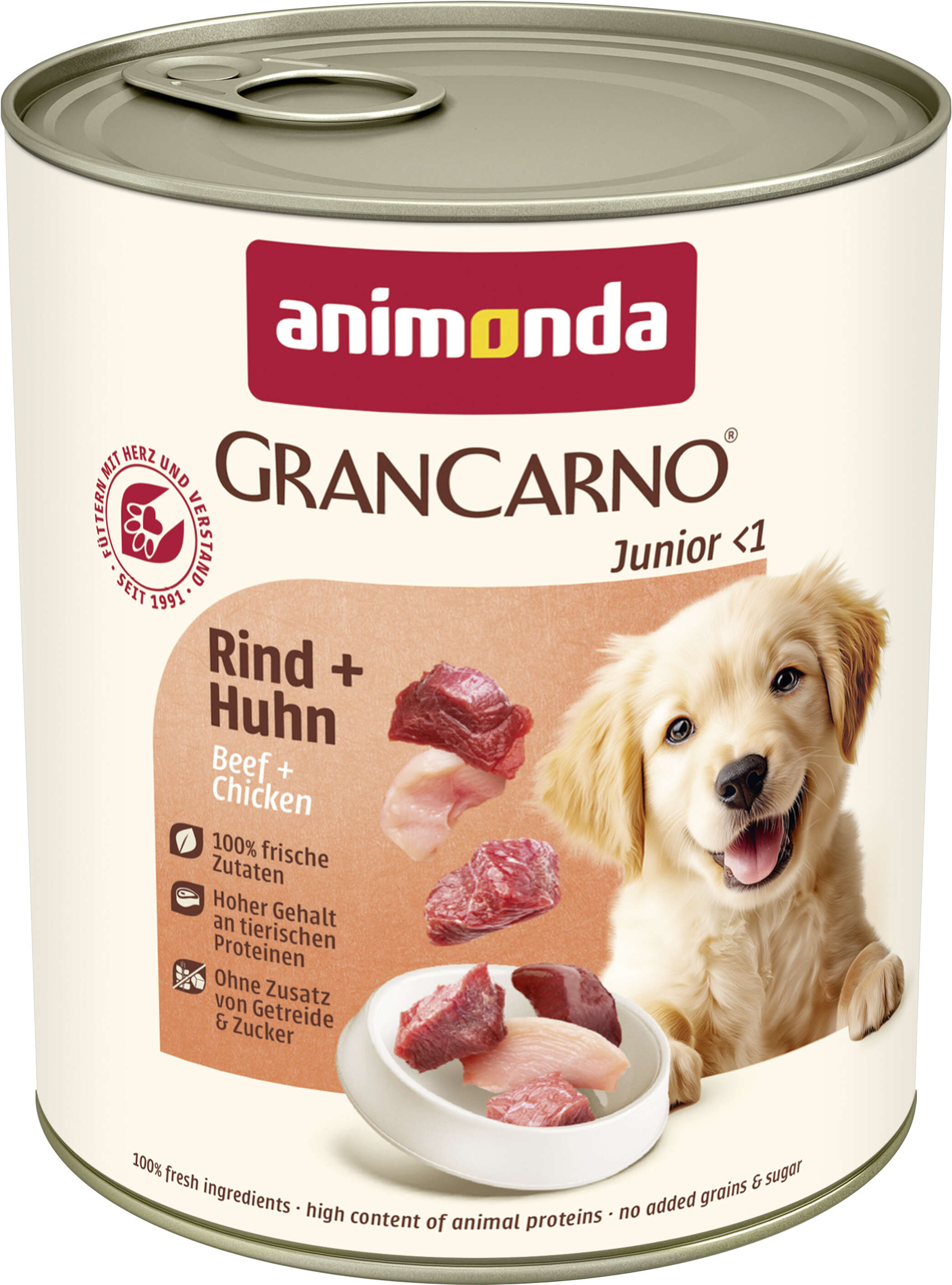 animonda Hunde-Nassfutter GranCarno Junior Rind + Huhn