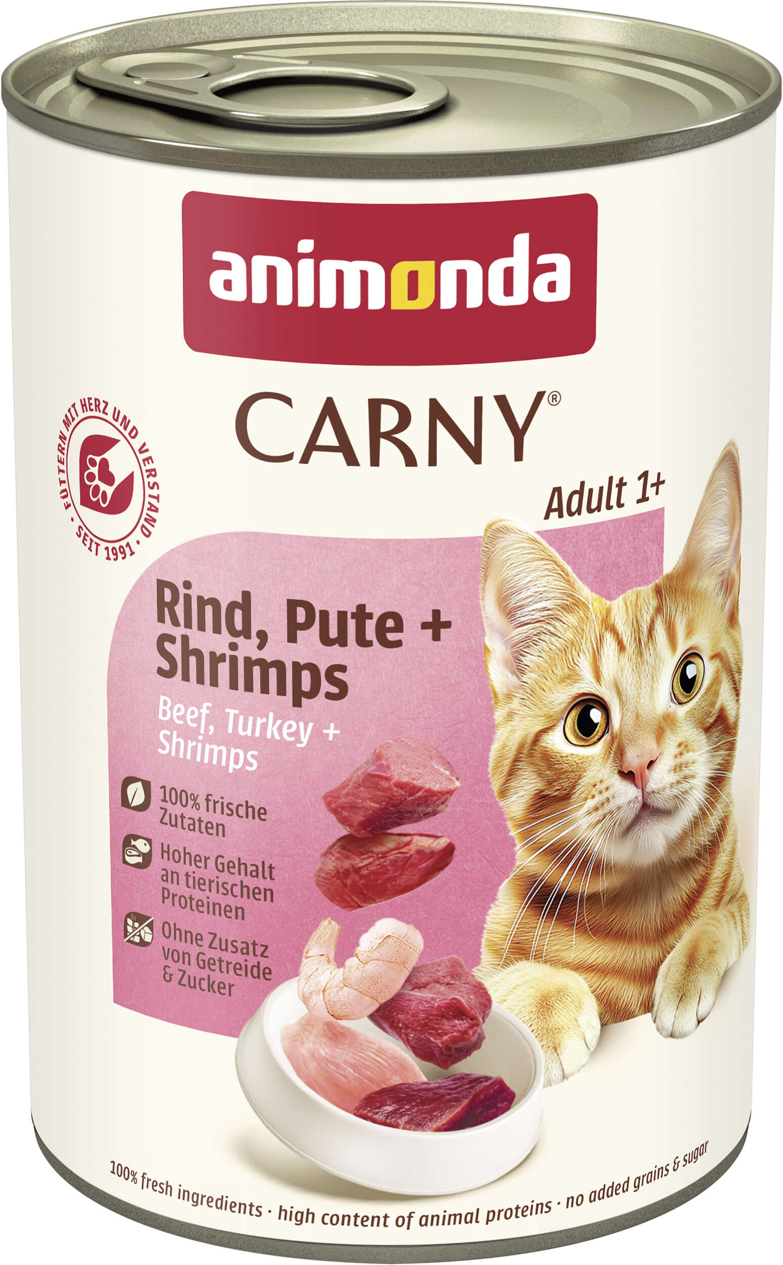 animonda Katzen-Nassfutter Carny Adult Rind, Pute + Schrimps