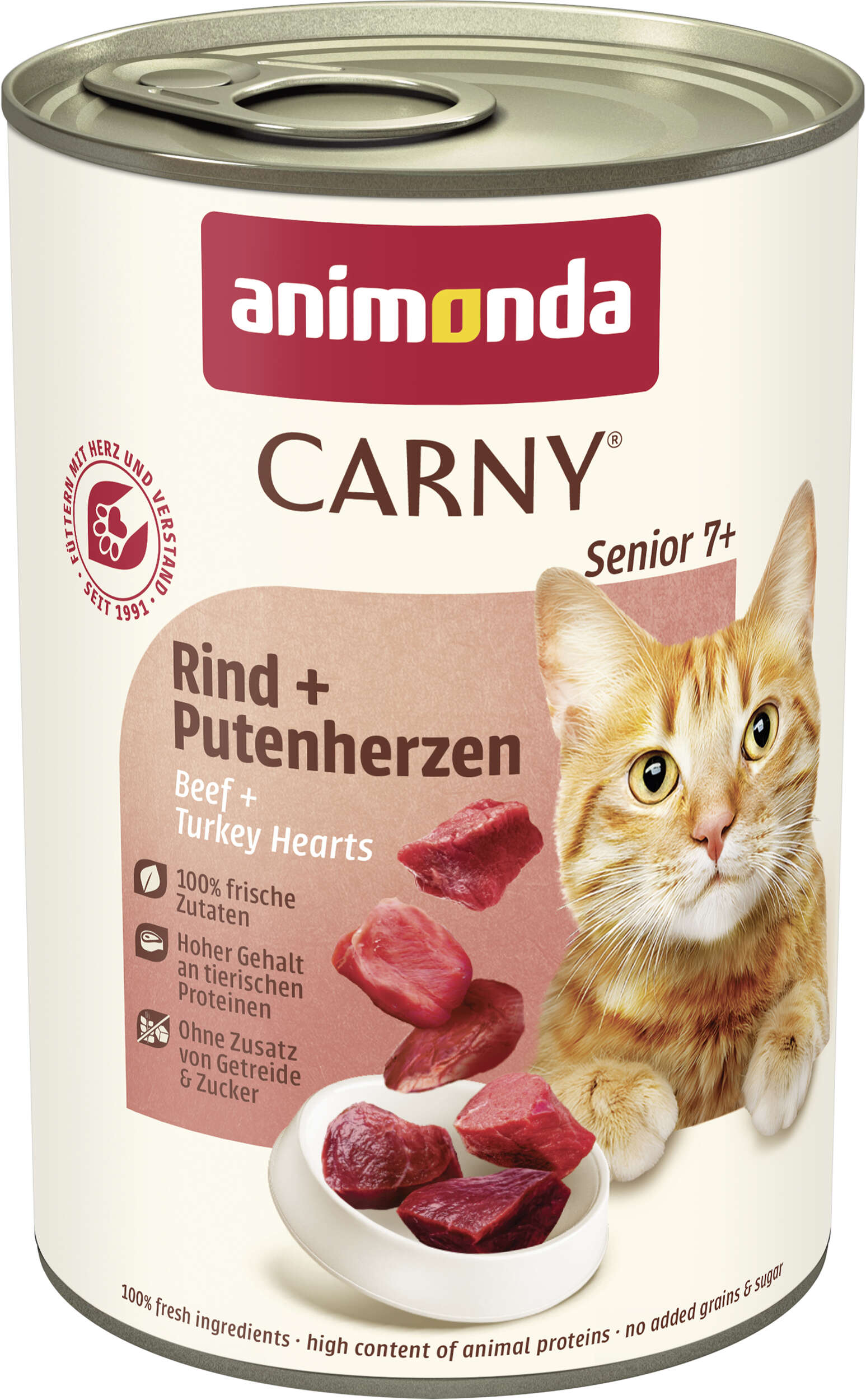 animonda Katzen-Nassfutter Senior Rind + Putenherzen