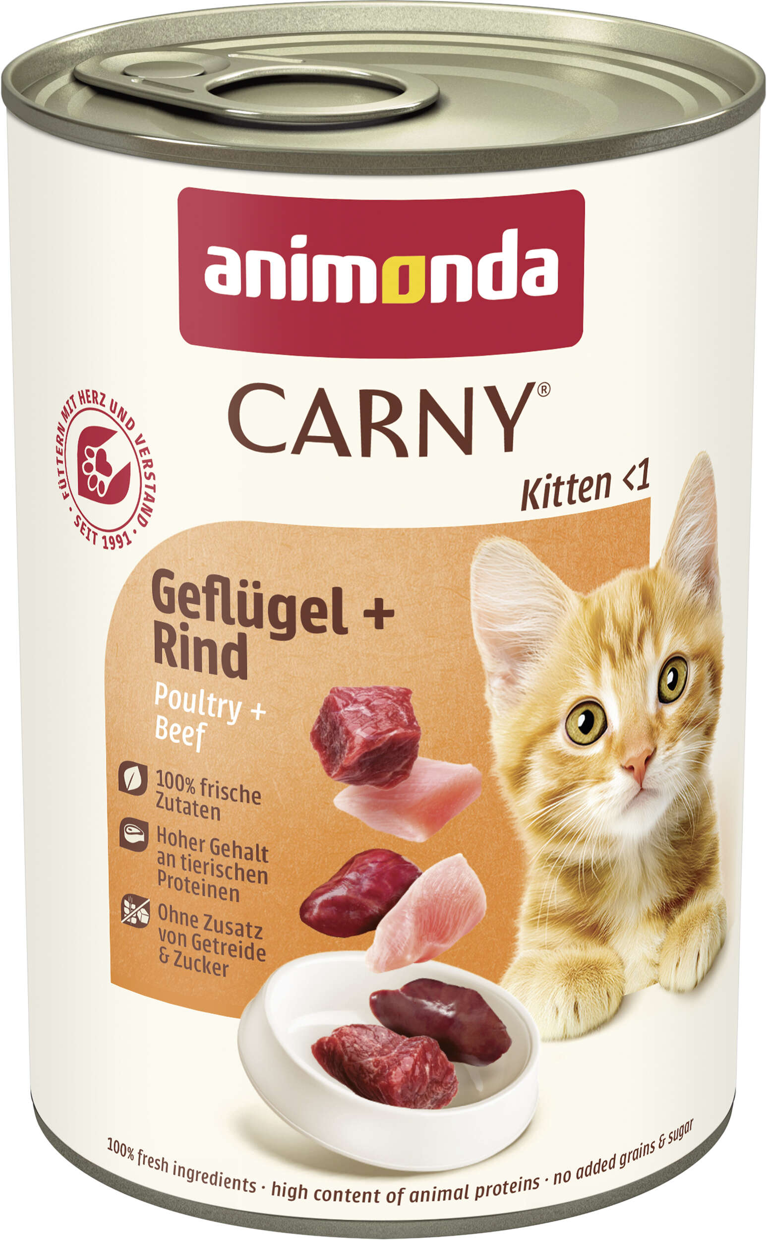 animonda Katzen-Nassfutter Carny Kitten Geflügel + Rind