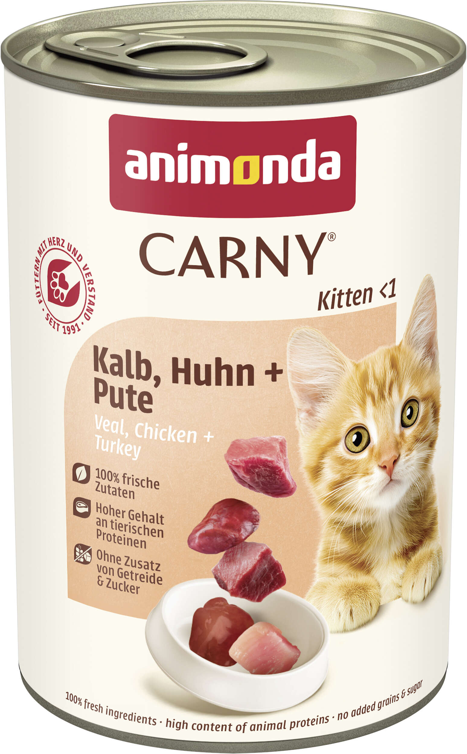animonda Katzen-Nassfutter Carny Kitten Kalb, Huhn + Pute