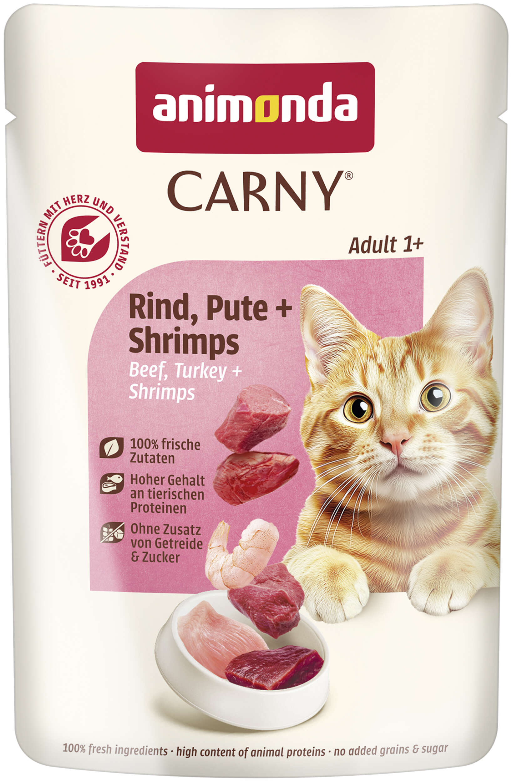 animonda Katzen-Nassfutter Rind, Pute und Shrimps