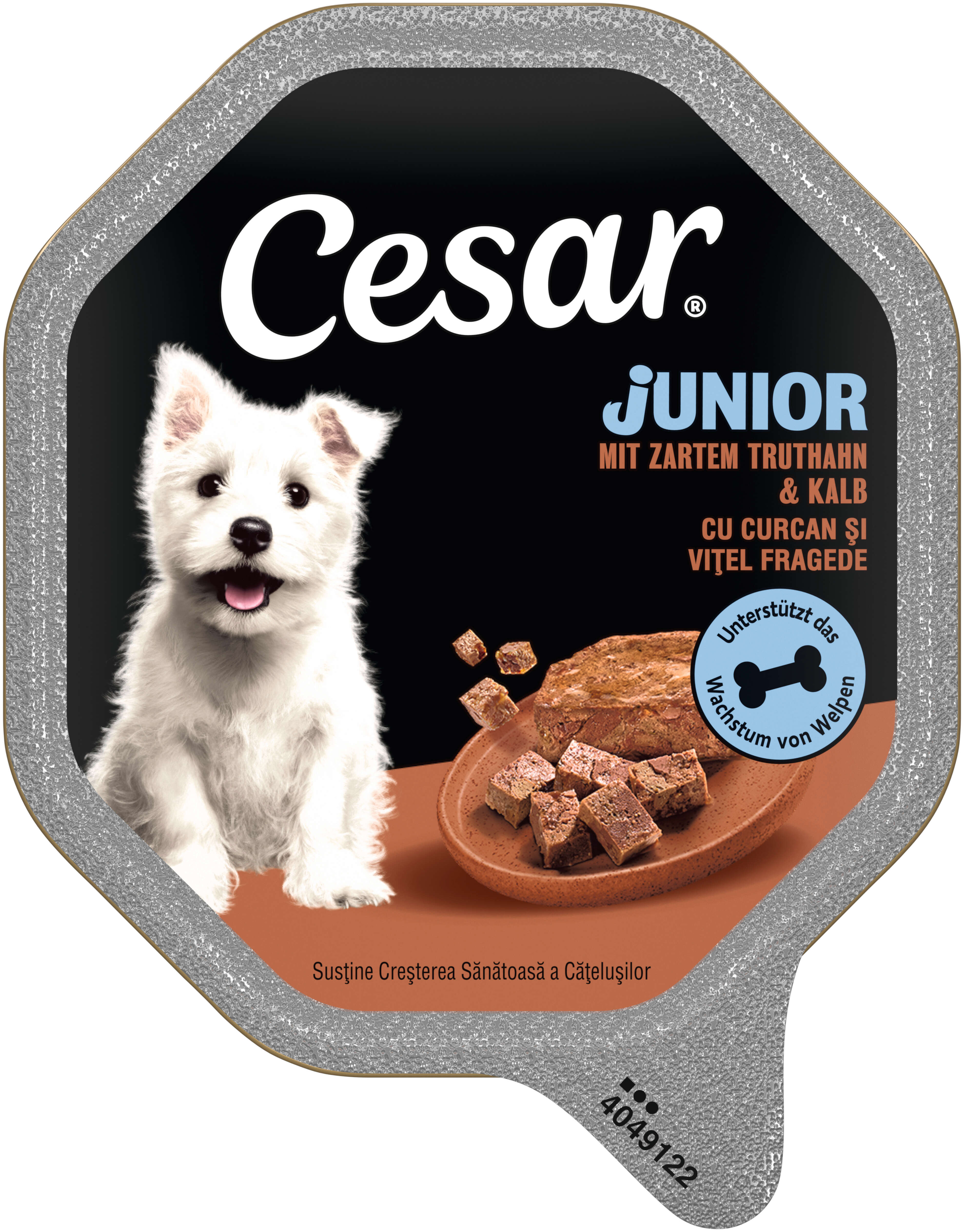 Cesar Hunde-Nassfutter Junior Truthahn & Kalb in Pastete