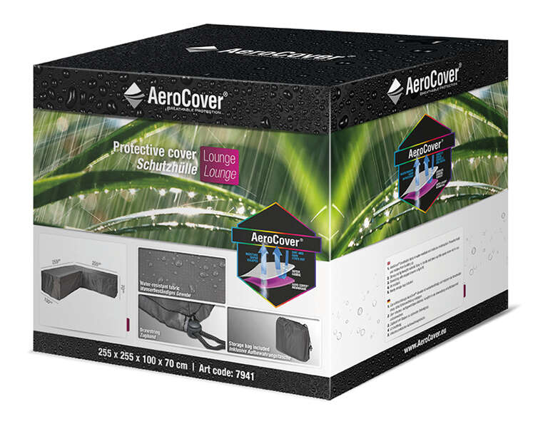 AeroCover Atmungsaktive Schutzhülle für Lounge-Sets 255x255x100xH70 cm L-Form