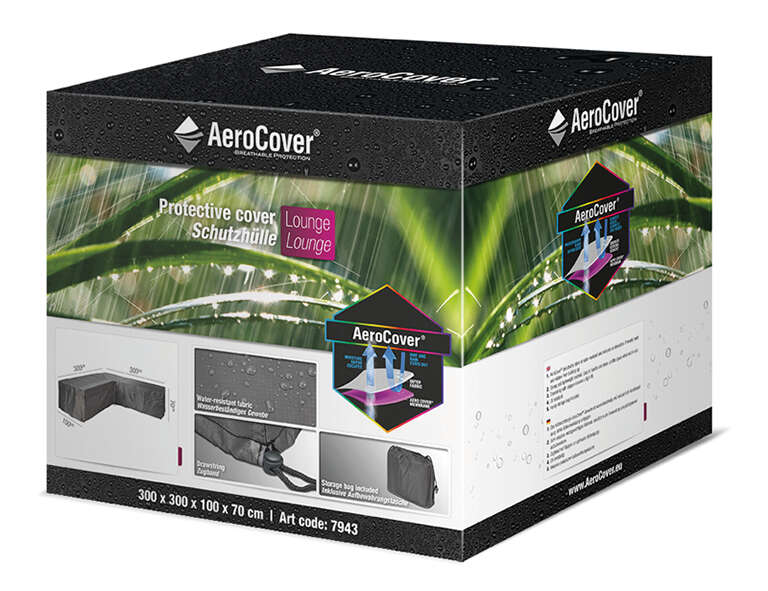 AeroCover Atmungsaktive Schutzhülle für Lounge-Sets 300x300x100xH70 cm L-Form