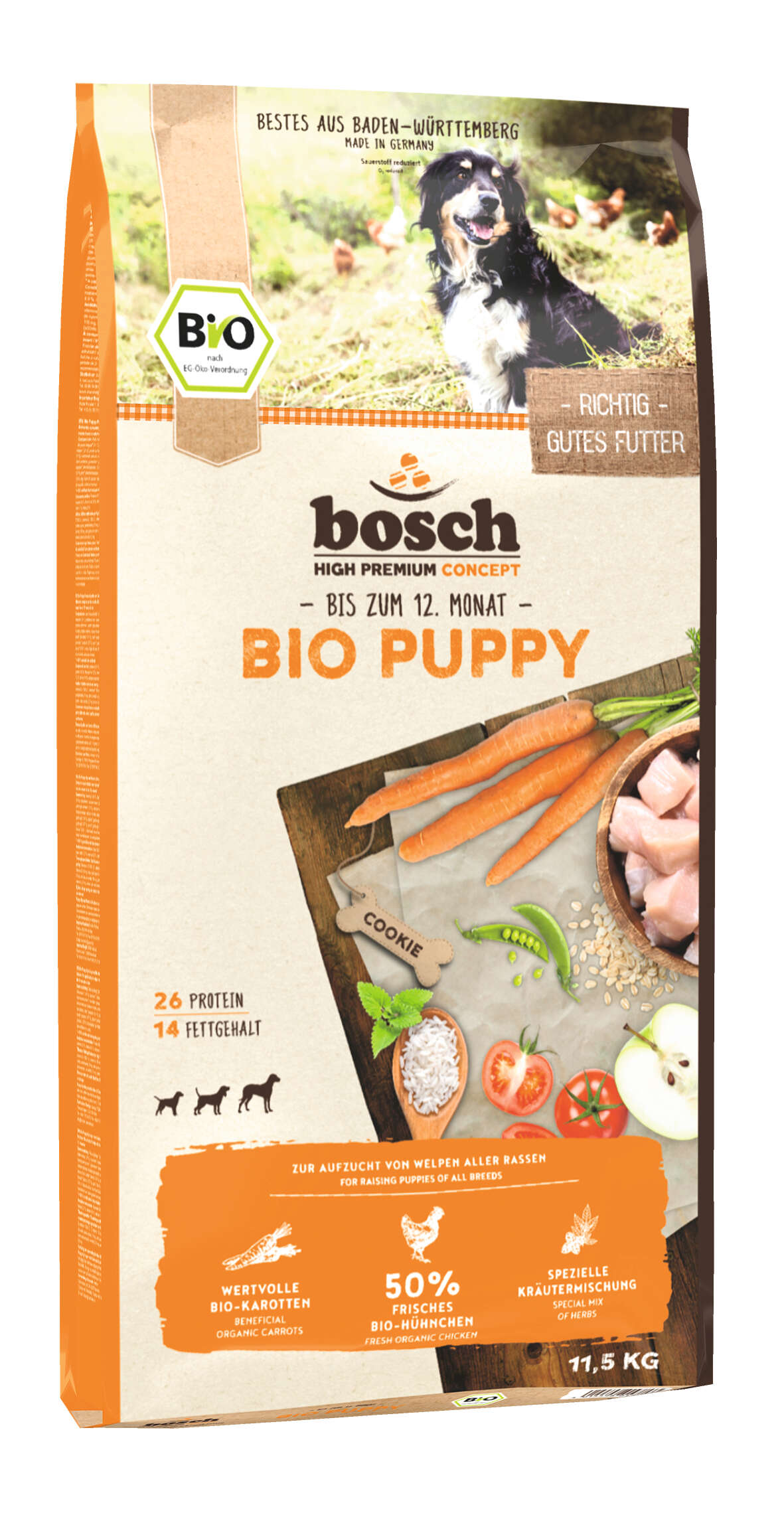 bosch Hunde-Trockenfutter BIO Puppy Hühnchen+Karotten