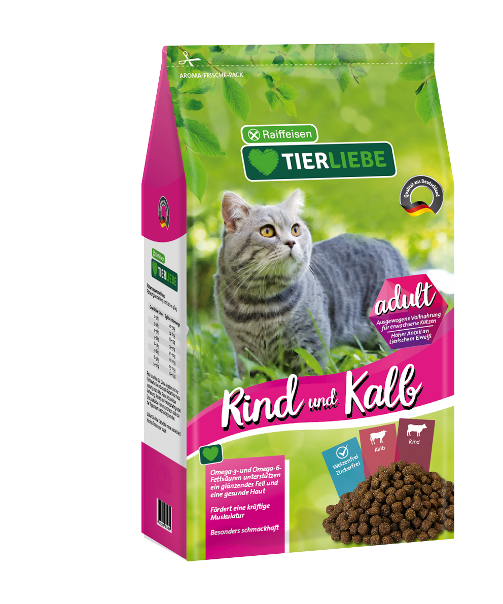 TIERLIEBE Katzen-Trockenfutter Kalb+Rind Adult