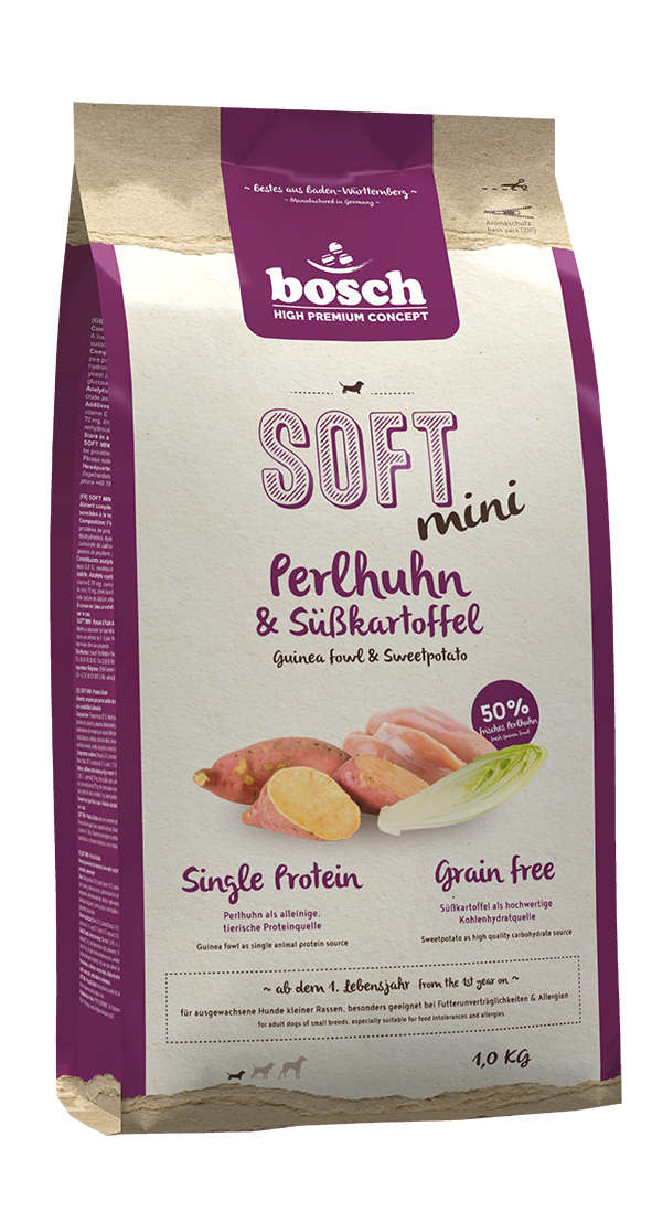 bosch Hunde-Trockenfutter HPC Soft Mini Perlhuhn+Süßkartoffel
