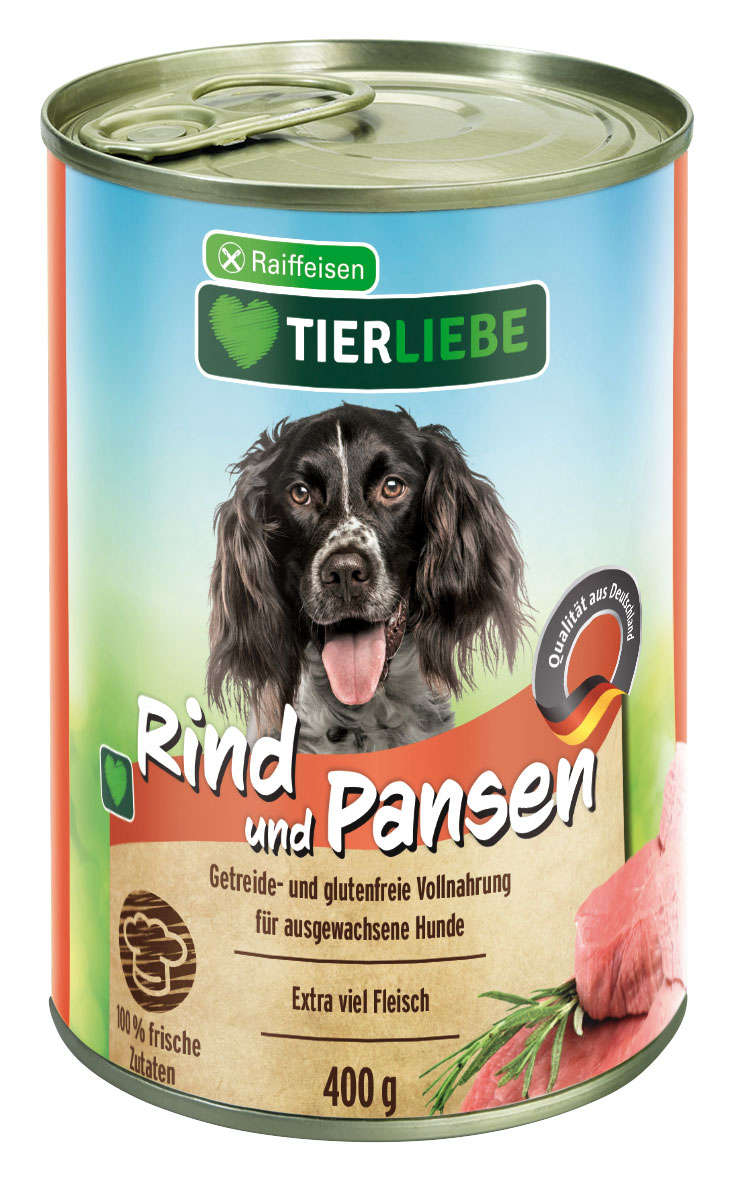TIERLIEBE Hunde-Nassfutter Rind und Pansen