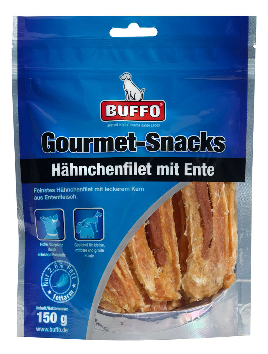 BUFFO Hundeleckerli Gourmet-Snacks Hähnchenfilet mit Ente