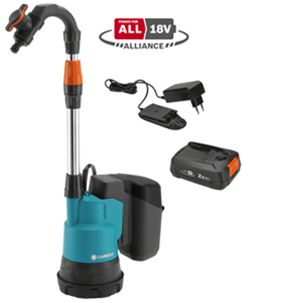 GARDENA Akku-Regenfass Pumpe 2000/2 18 V P4A Set