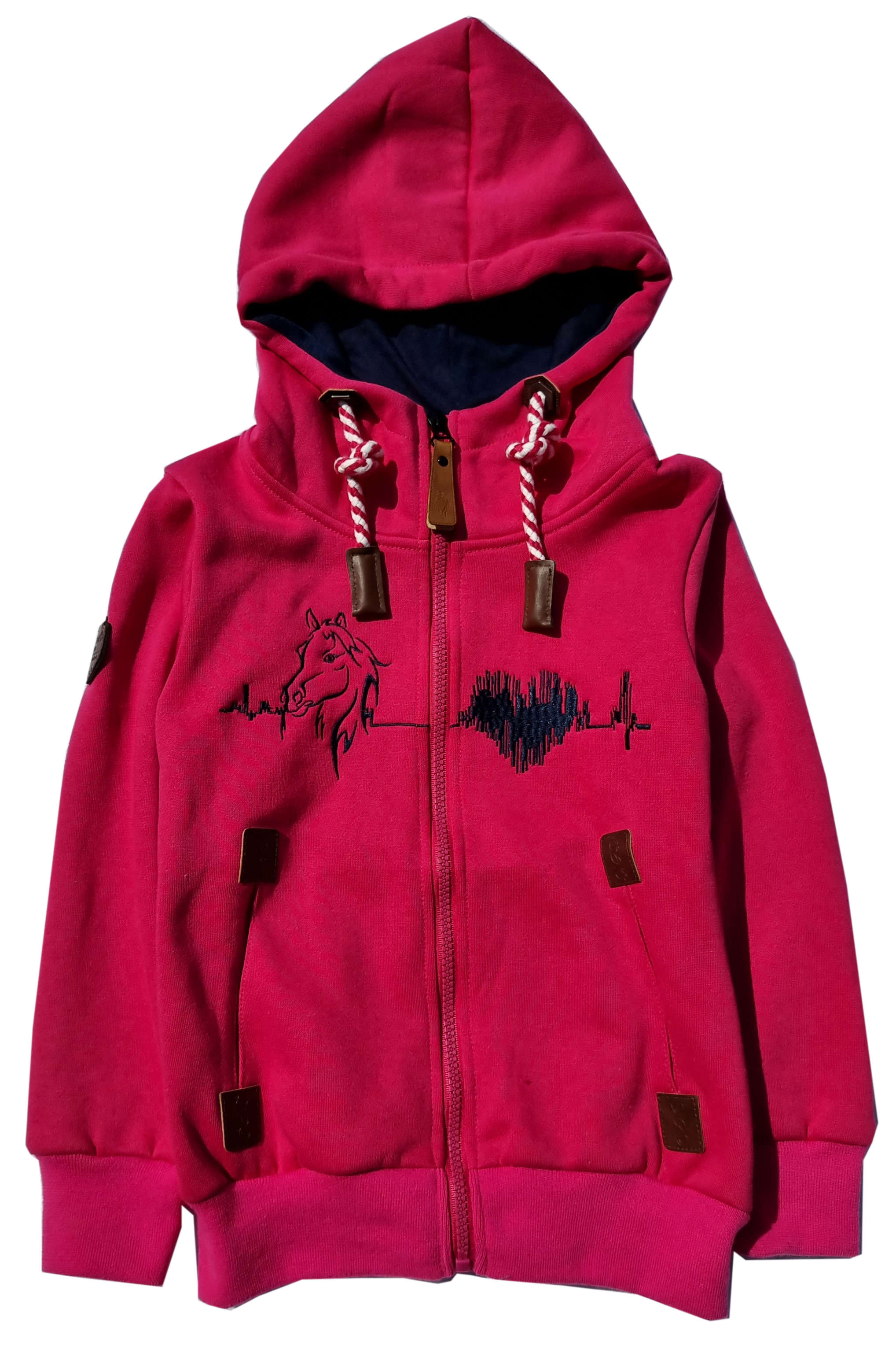 Kinder Sweatjacke mit verschiedenen Motiven: Pferde/Traktor (Olivgrün und Navy)